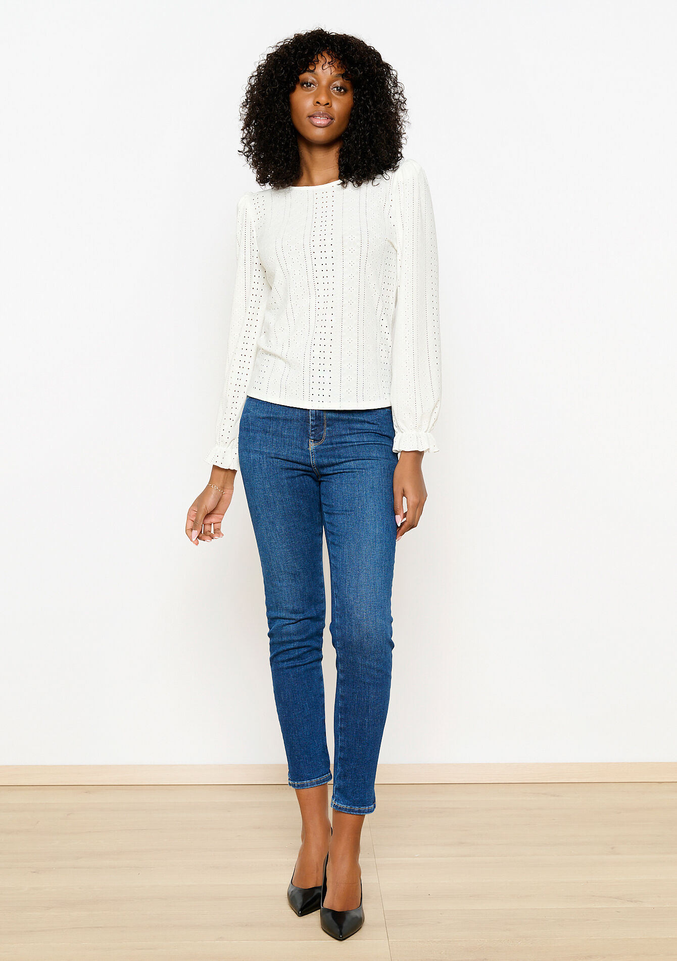 Blouse met broderie anglaise - OFFWHITE - 02400293_1001