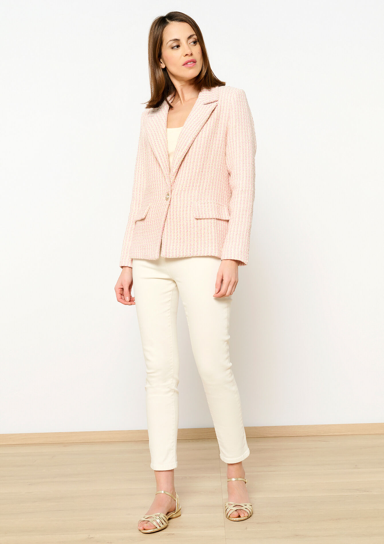 Tweed blazer , Tweed blazer - LIGHT PINK - 09100912_1303