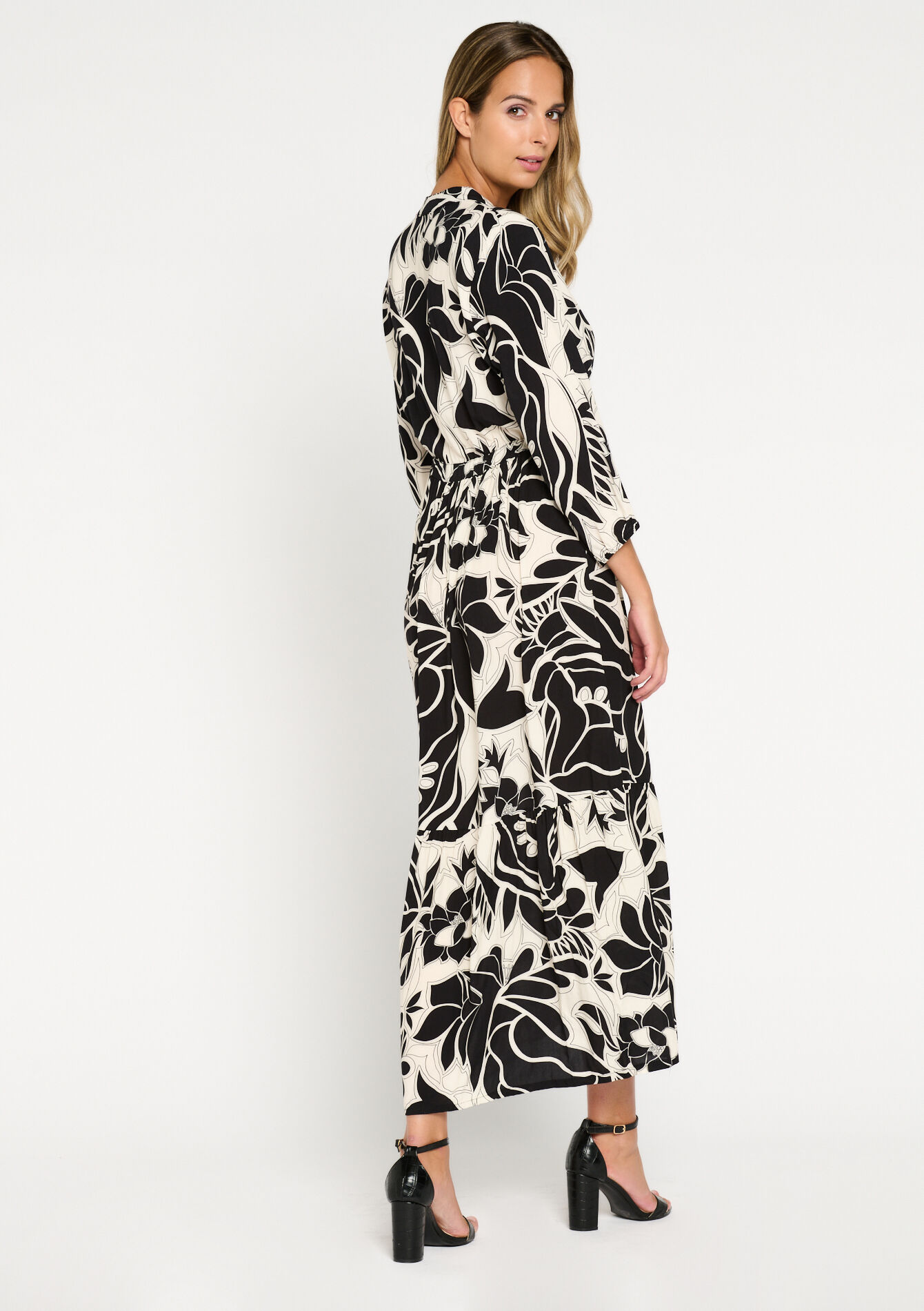 Maxi-jurk met bloemenprint - BLACK - 08602155_1119
