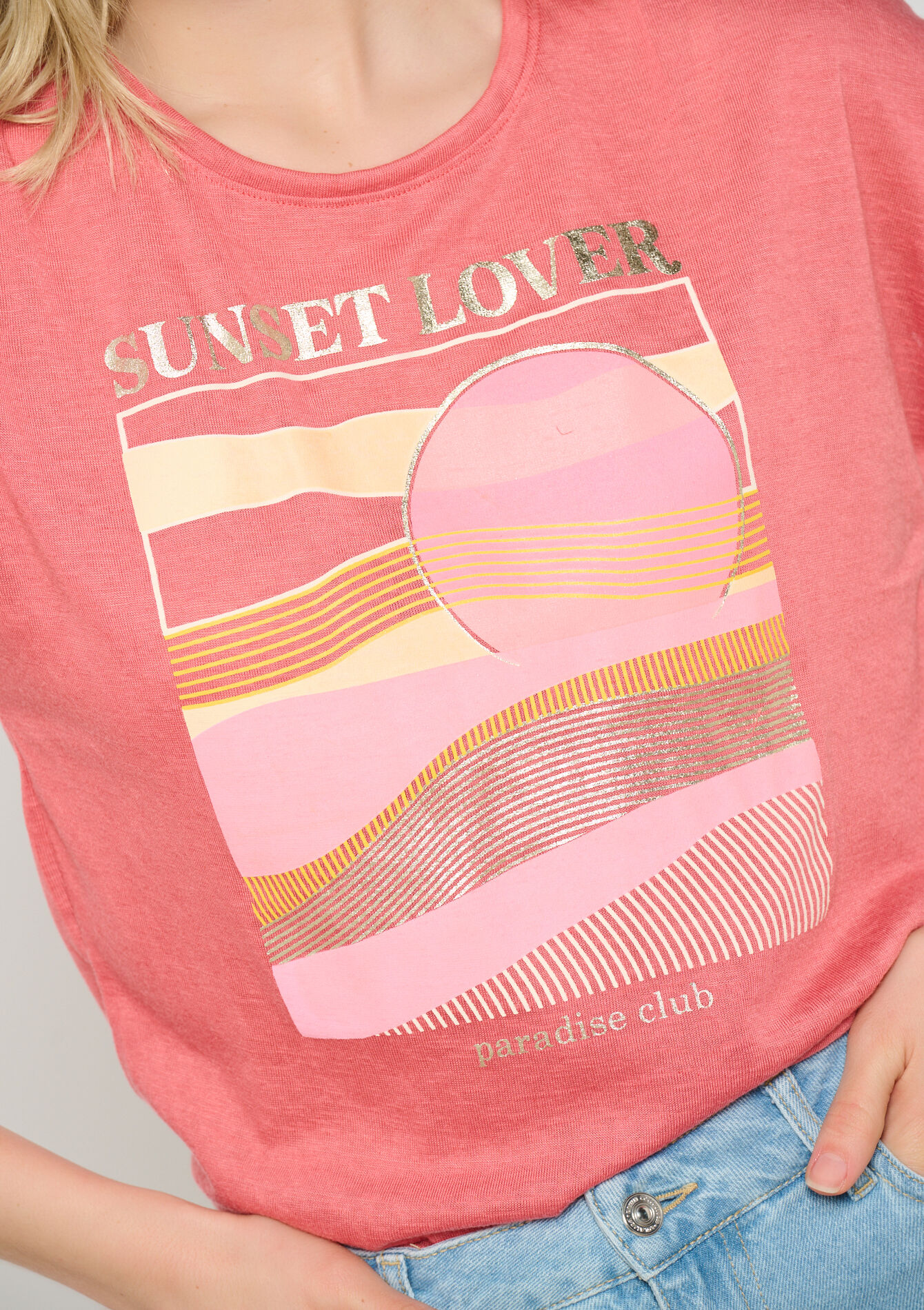 Tropical print t-shirt, Tropical print t-shirt - COSMETIC PINK - 02301690_5733