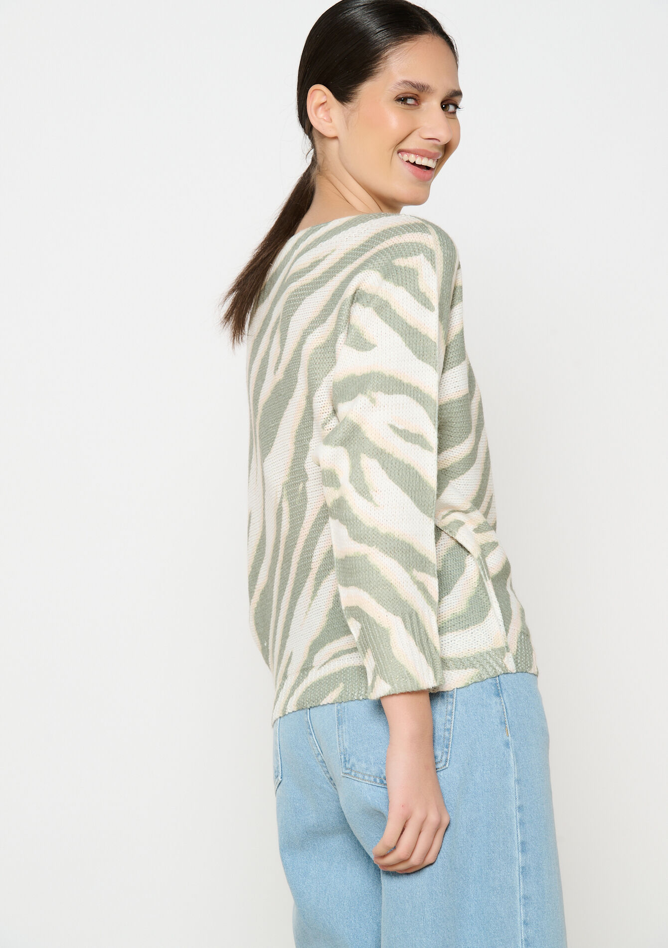 Sweater with zebra print, Sweater with zebra print - LT BEIGE - 04006947_2527