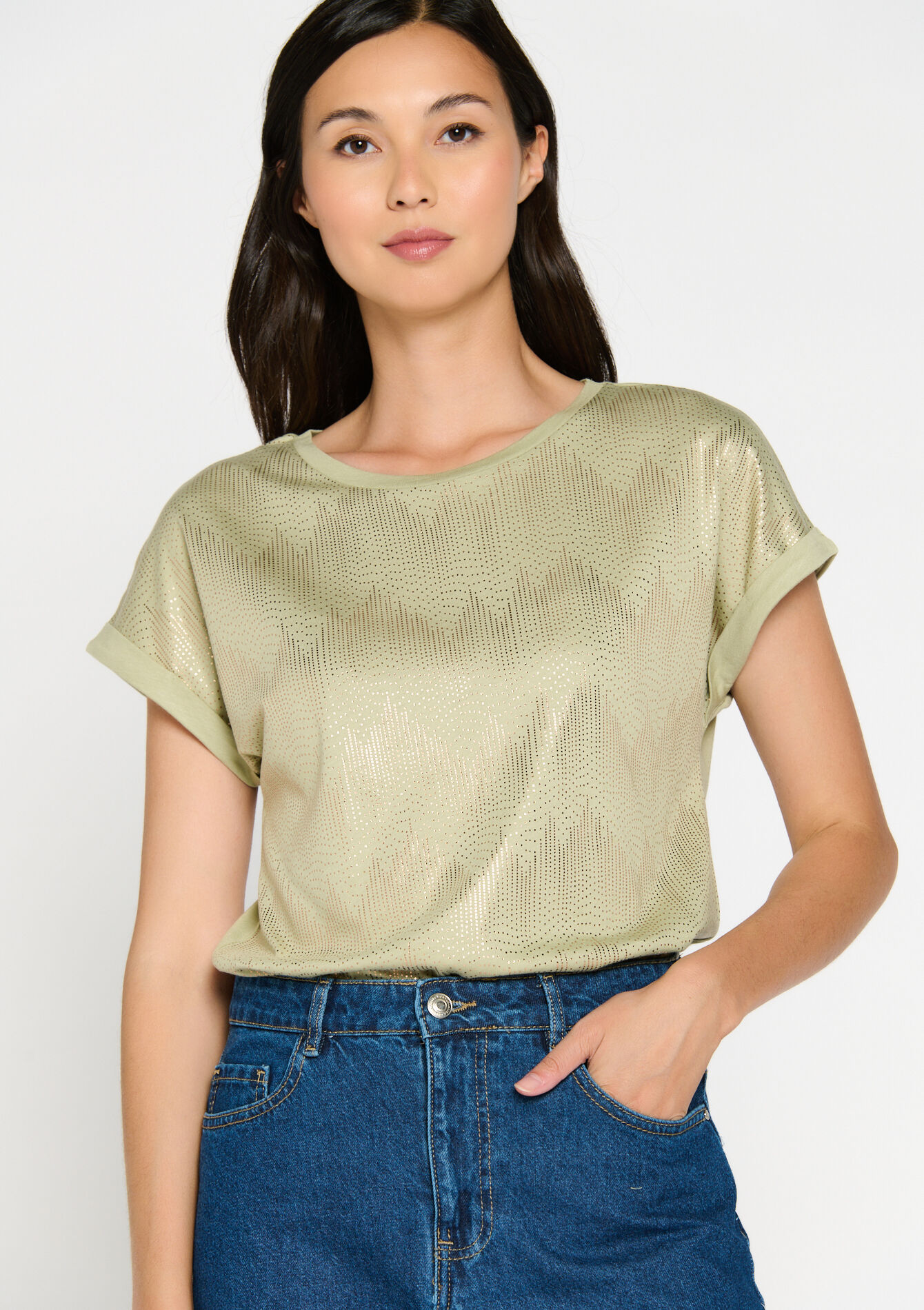 T-shirt avec marquage en flex - KHAKI FADED - 02301474_4326