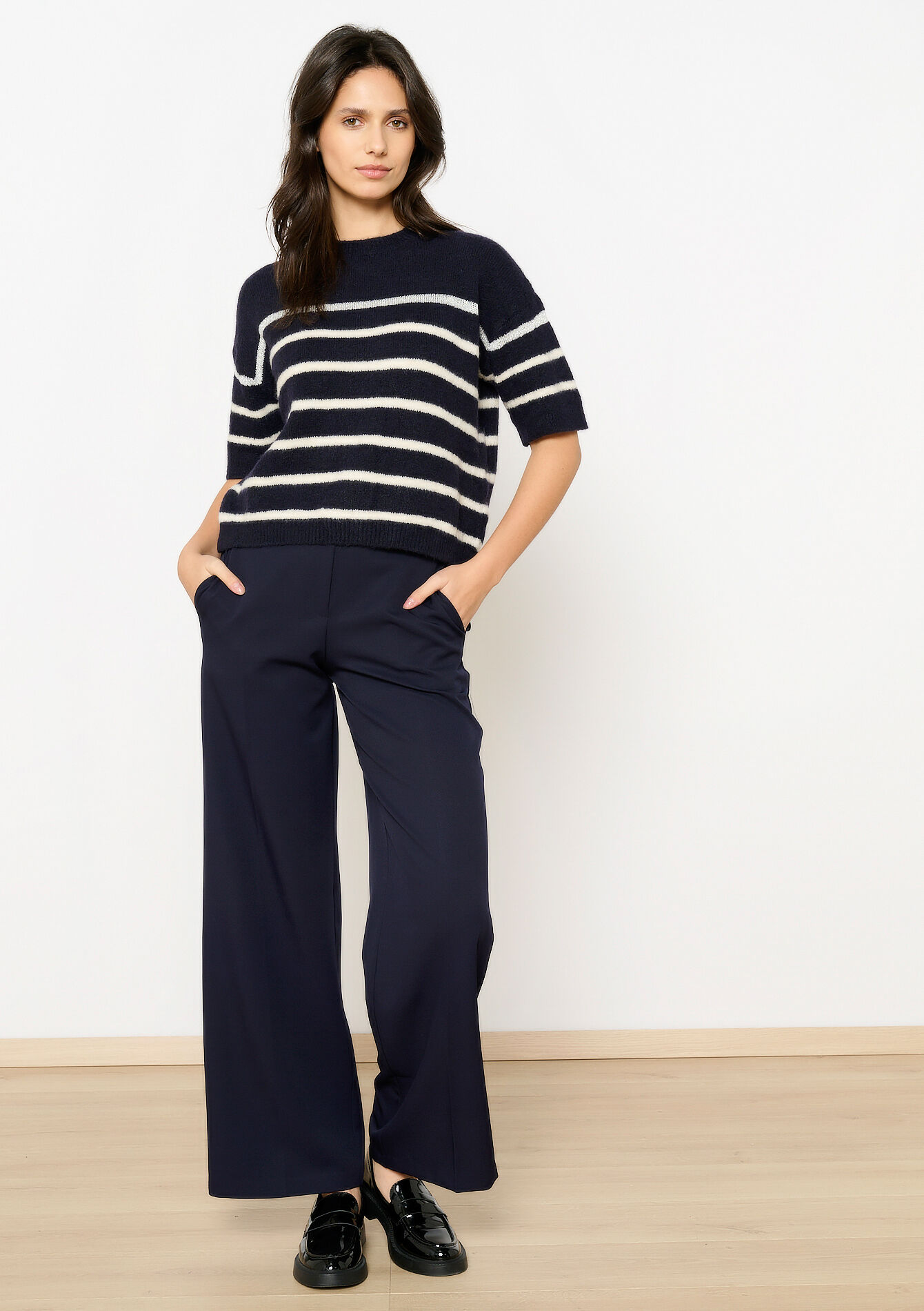 Gestreepte trui met korte mouwen, Gestreepte trui met korte mouwen - NAVY BASIC - 04006890_2723