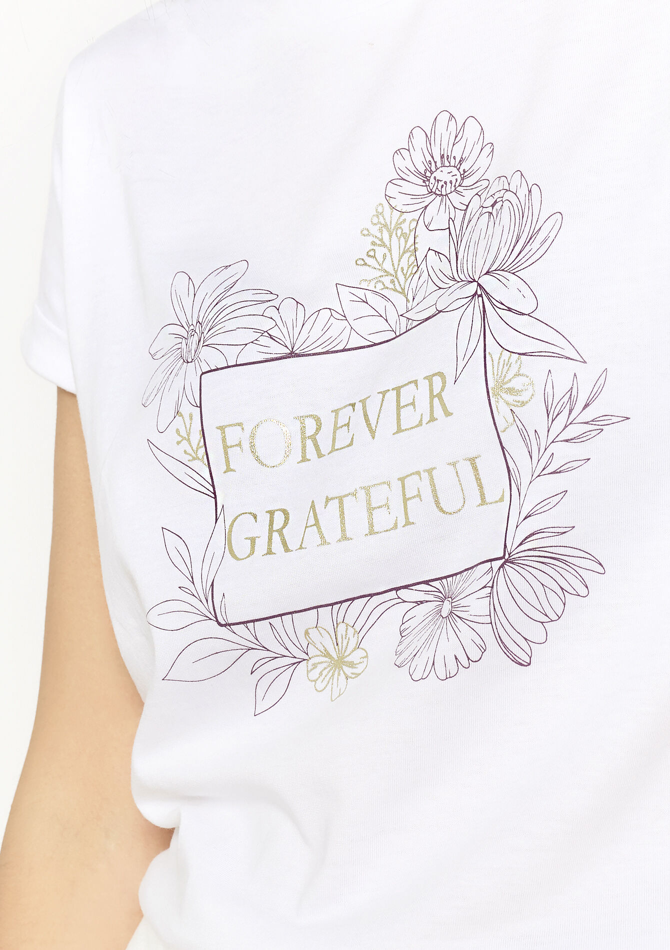 Gouden grafisch t-shirt - OPTICAL WHITE - 02301732_1019