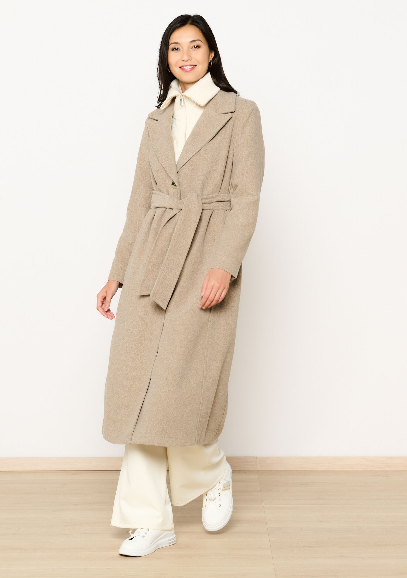Lange jas met riem, Lange jas met riem - TAUPE - 23000673_1021