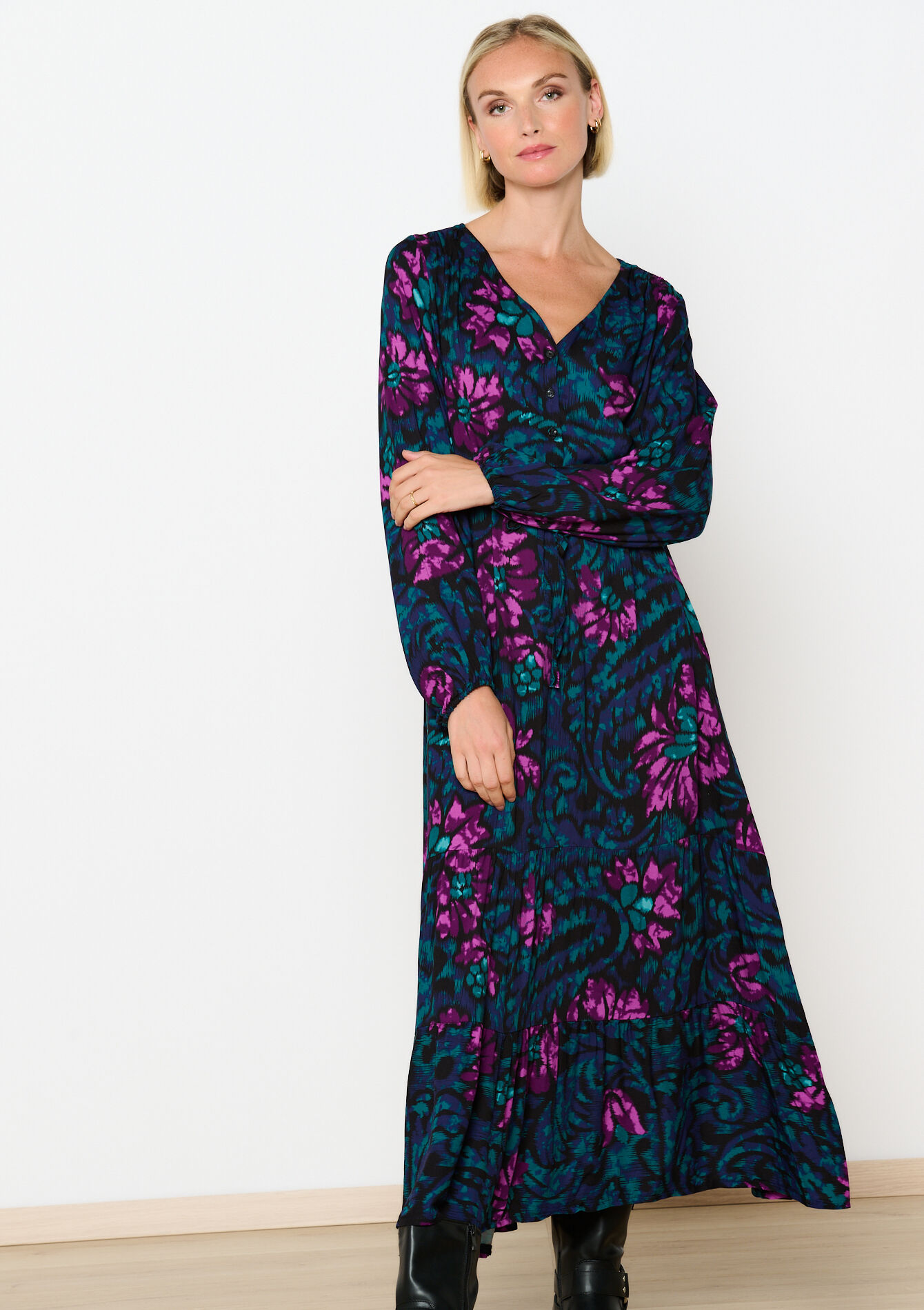 Floral maxi dress, Floral maxi dress - BLACK - 08103871