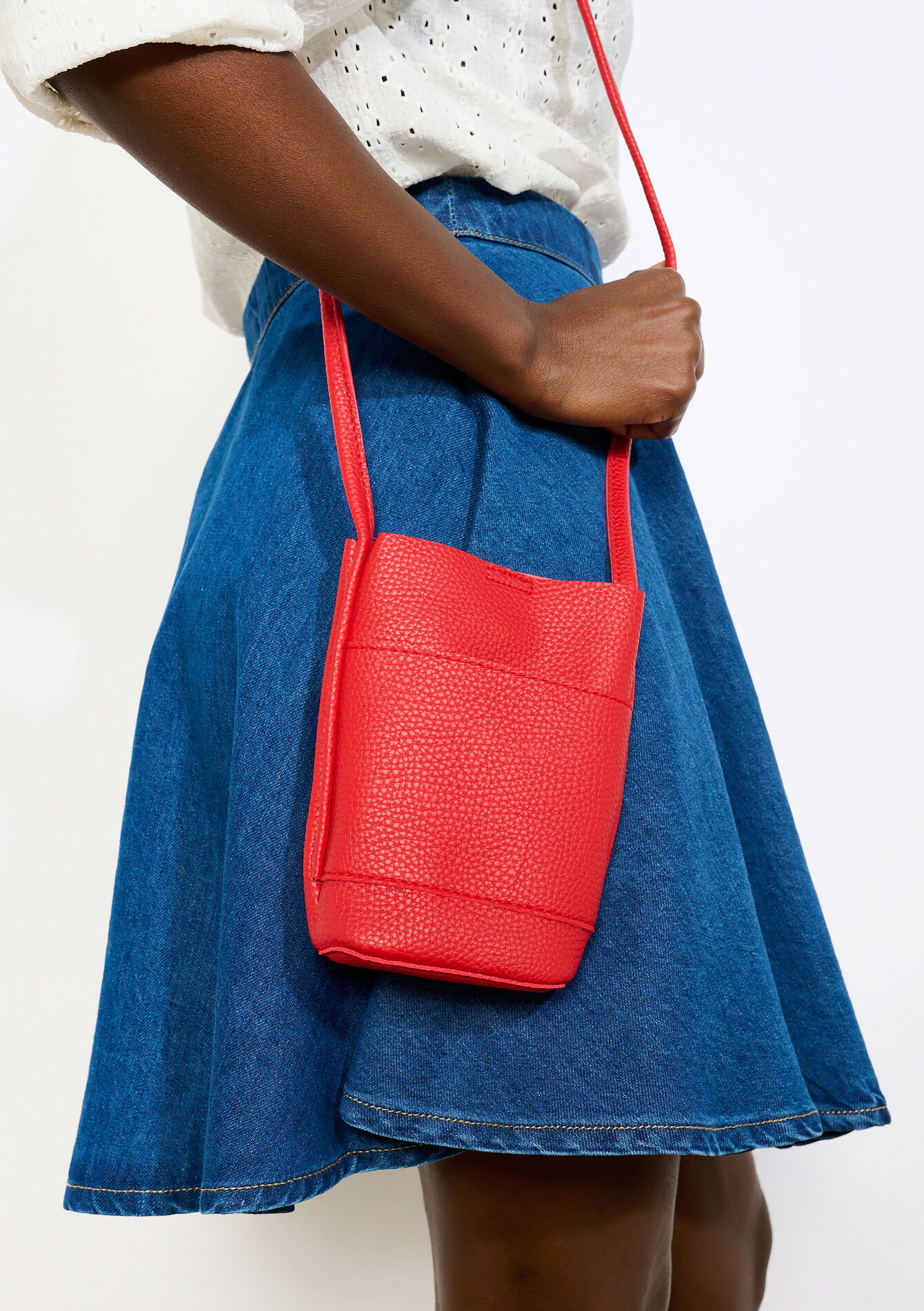 Textuur mini schoudertas, Textuur mini schoudertas - RED FRAMBOISE - 14002014_1496