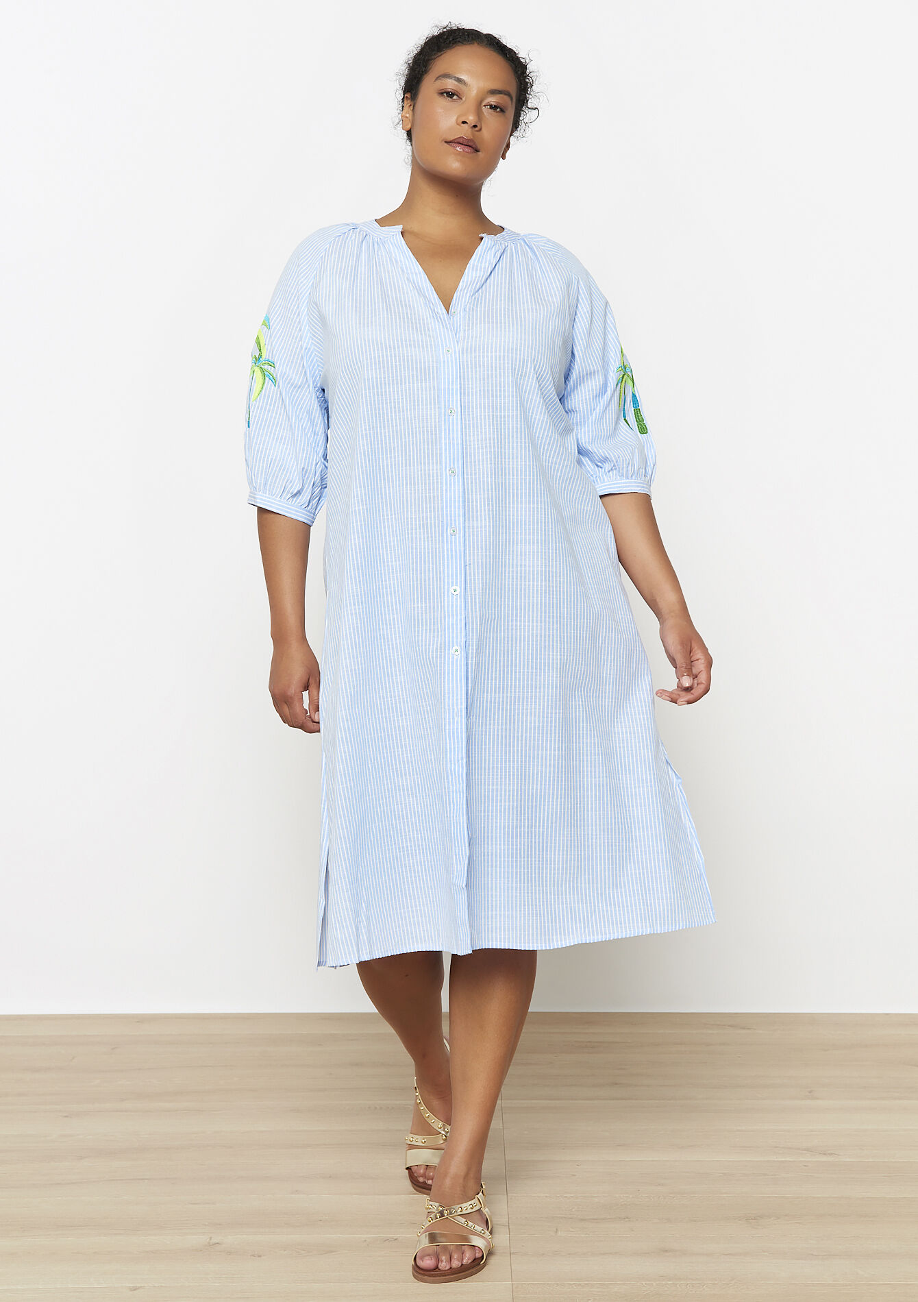 Geborduurde hemdjurk, Geborduurde hemdjurk - BLUE PASTEL - 08104106_3003