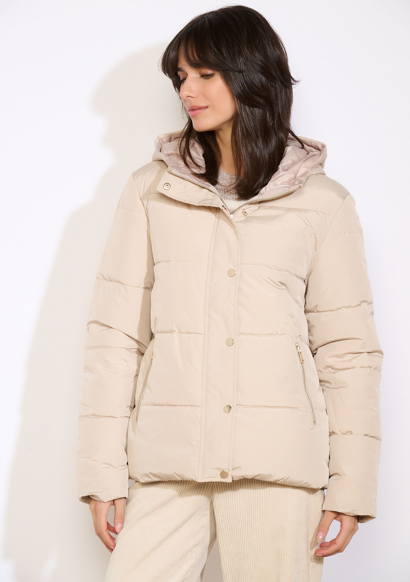 Doudoune courte matelassée, Doudoune courte matelassée - TAUPE - 23000736_1021