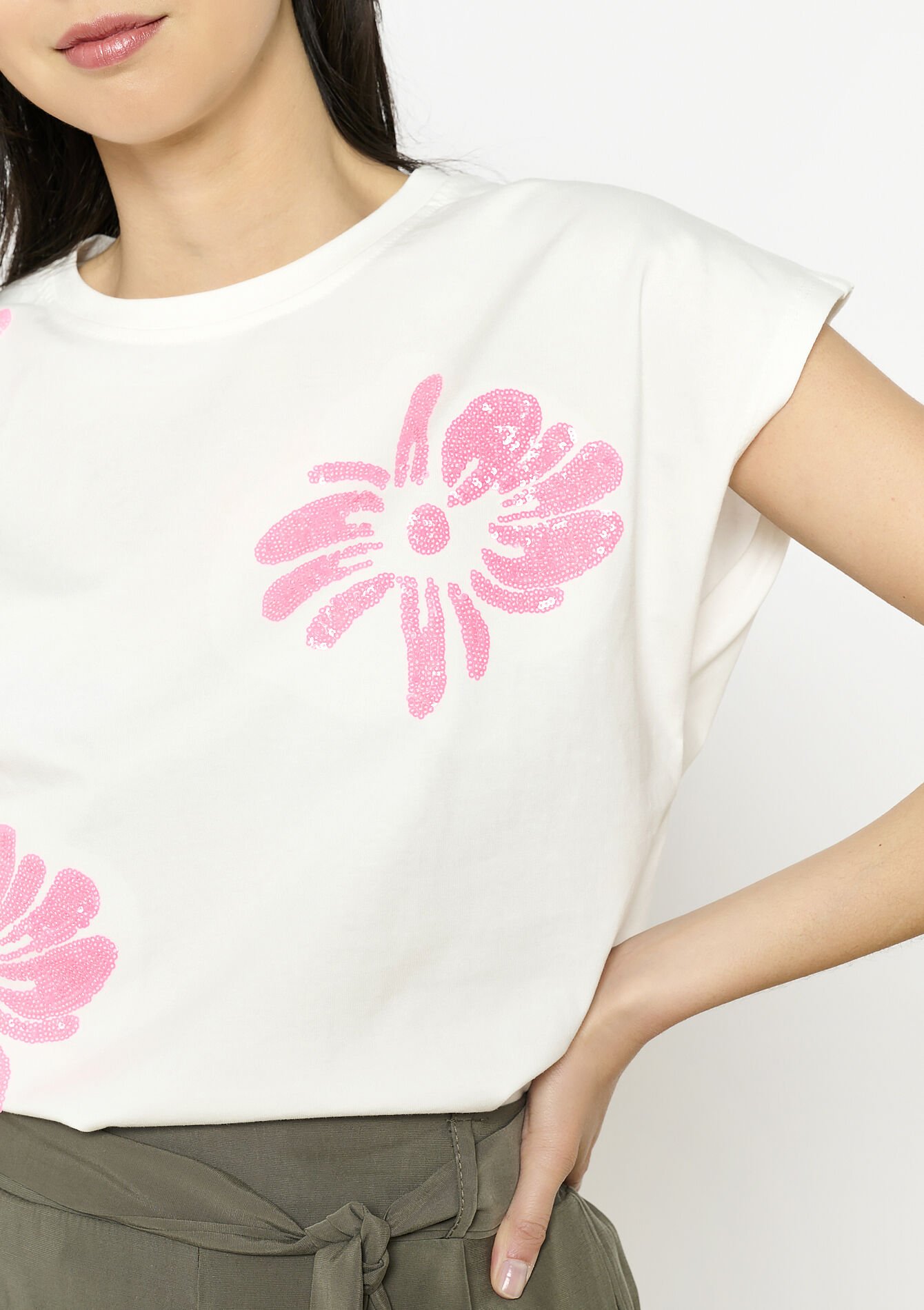 Losvallend bloemen t-shirt, Losvallend bloemen t-shirt - OPTICAL WHITE - 02301780_1019