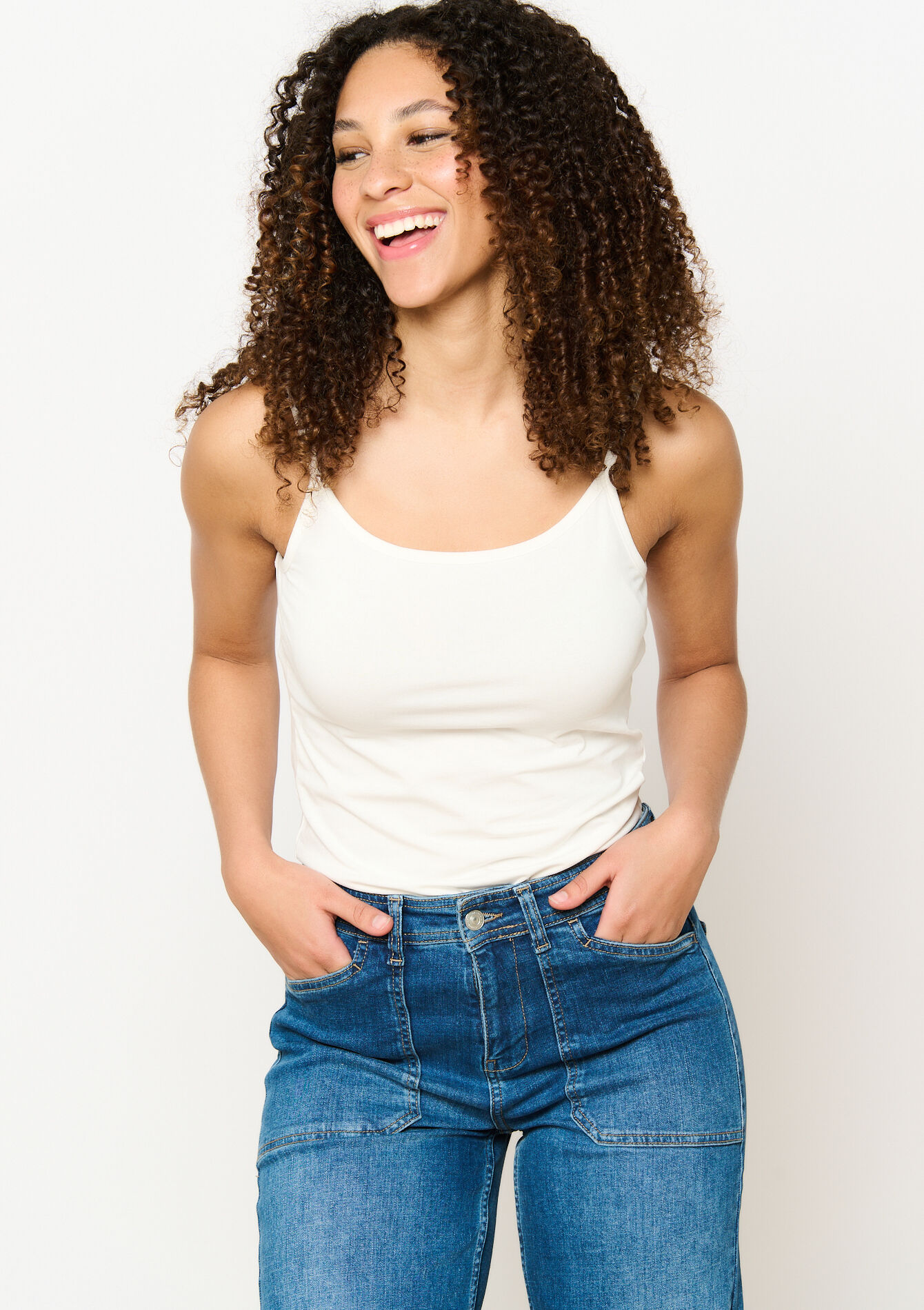 Top with spaghetti straps - OPTICAL WHITE - 02200452