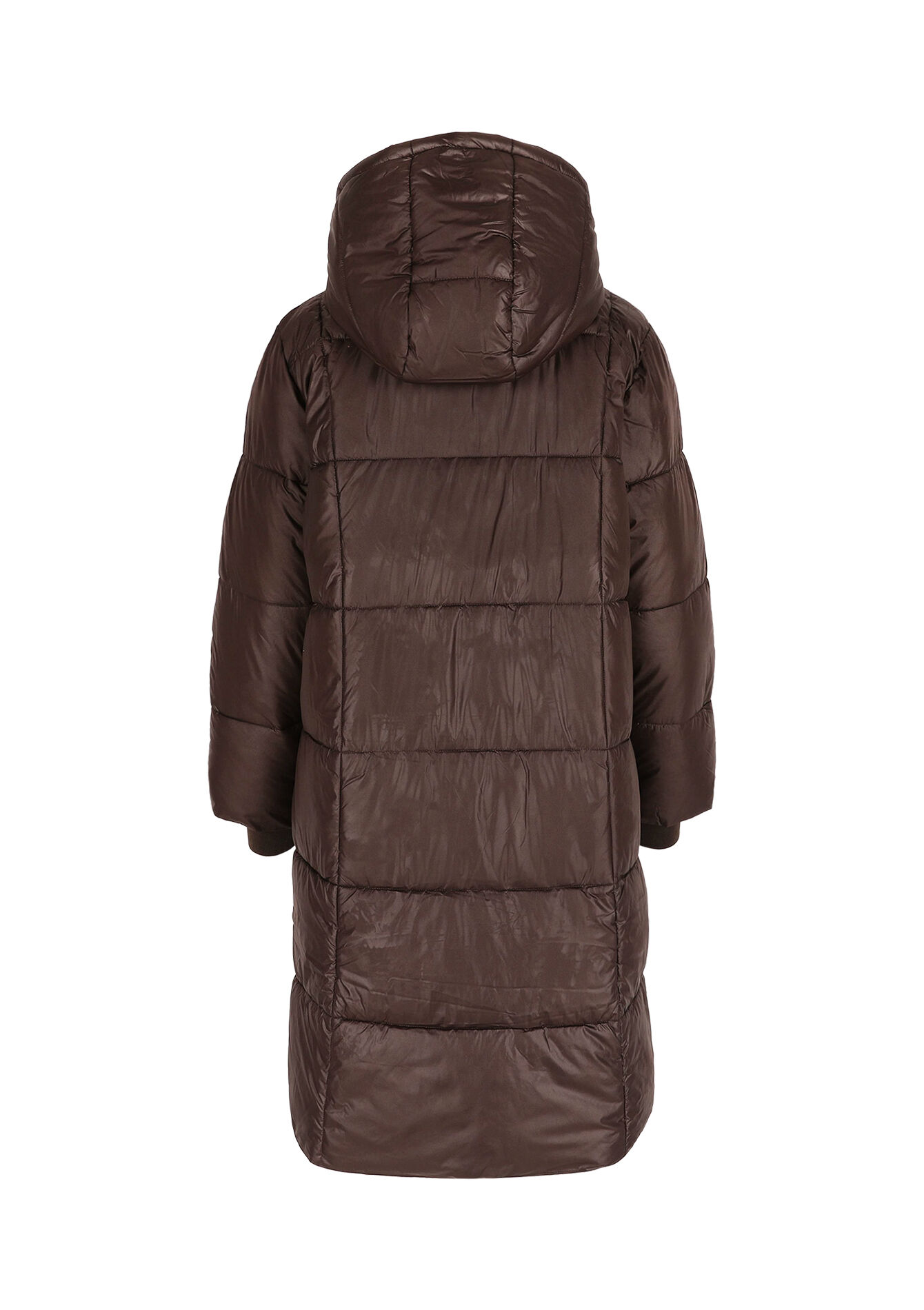 Long quilted puffer coat, Long quilted puffer coat - BROWN DARK CHOCOLATE - 23000775_3720