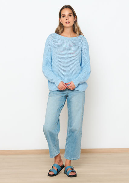 Open-knit pullover - PASTEL BLUE - 04006452_751