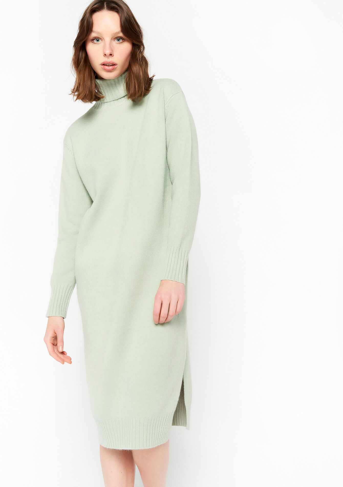 Robe pull à col roulé, Robe pull à col roulé - MINT GREEN - 1070414