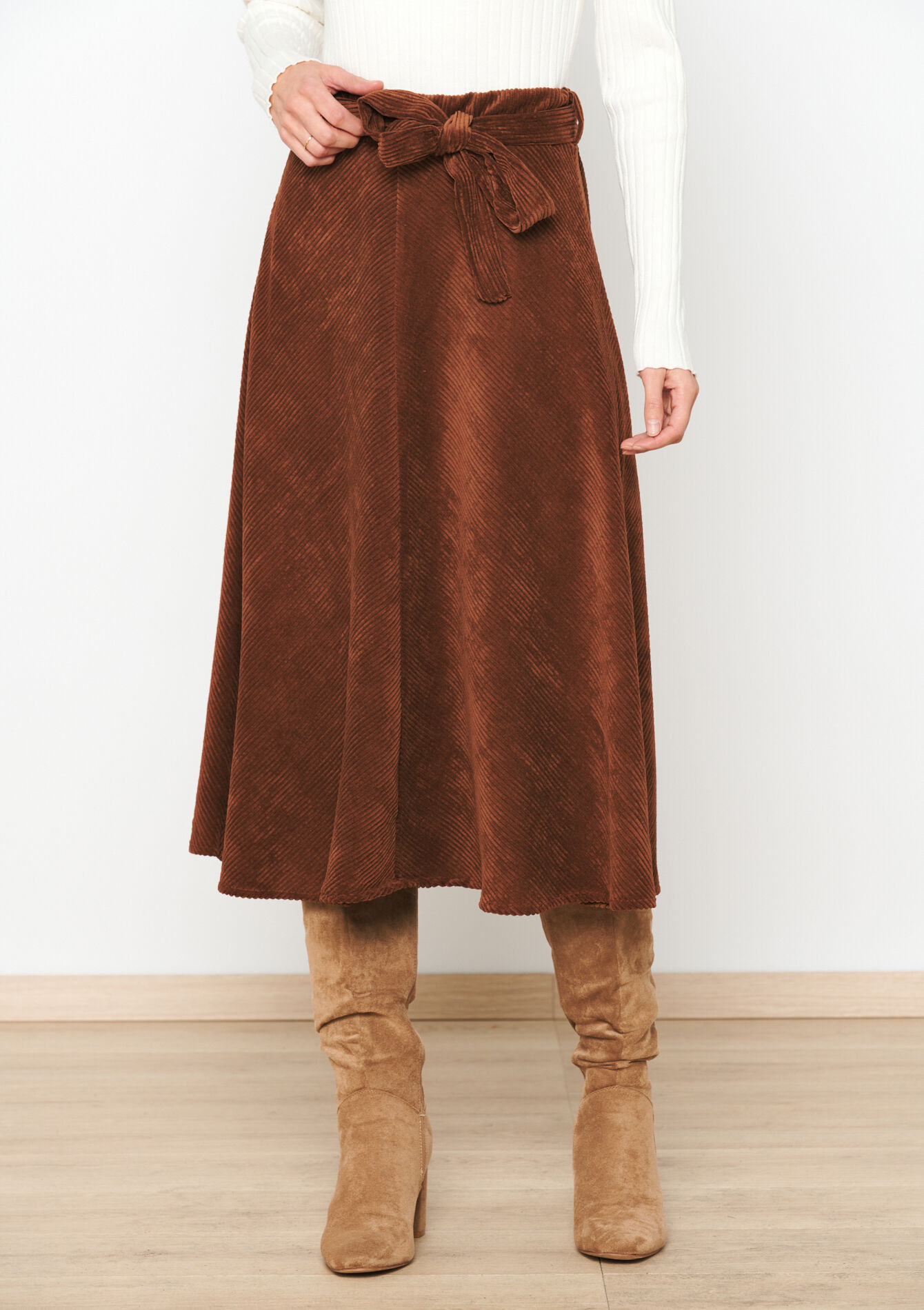 Midirok in corduroy - CAMEL BROWN - 07101193_3818