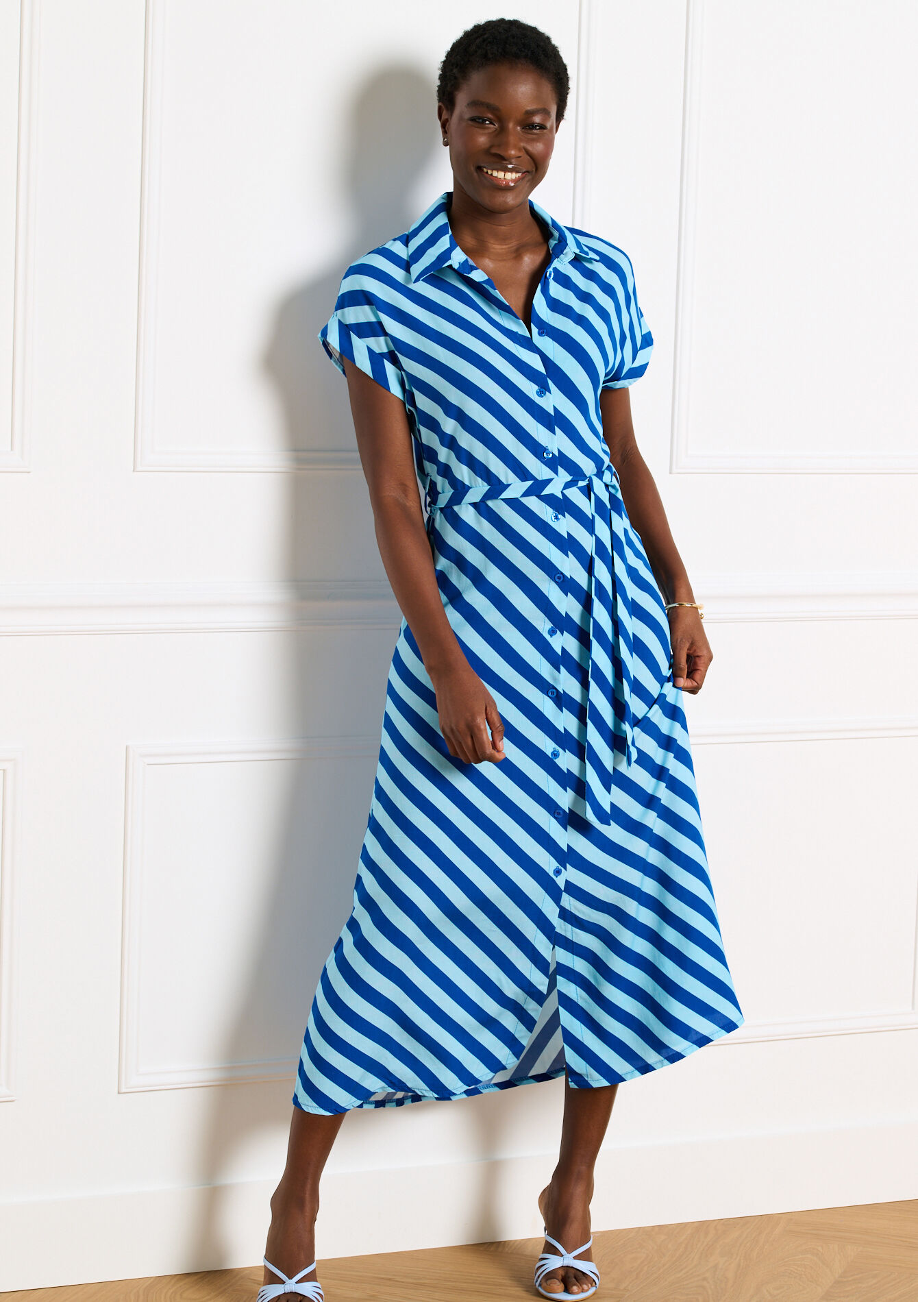 Vloeiende midi hemdjurk - BLUE ELECTRICAL - 08104484_2805