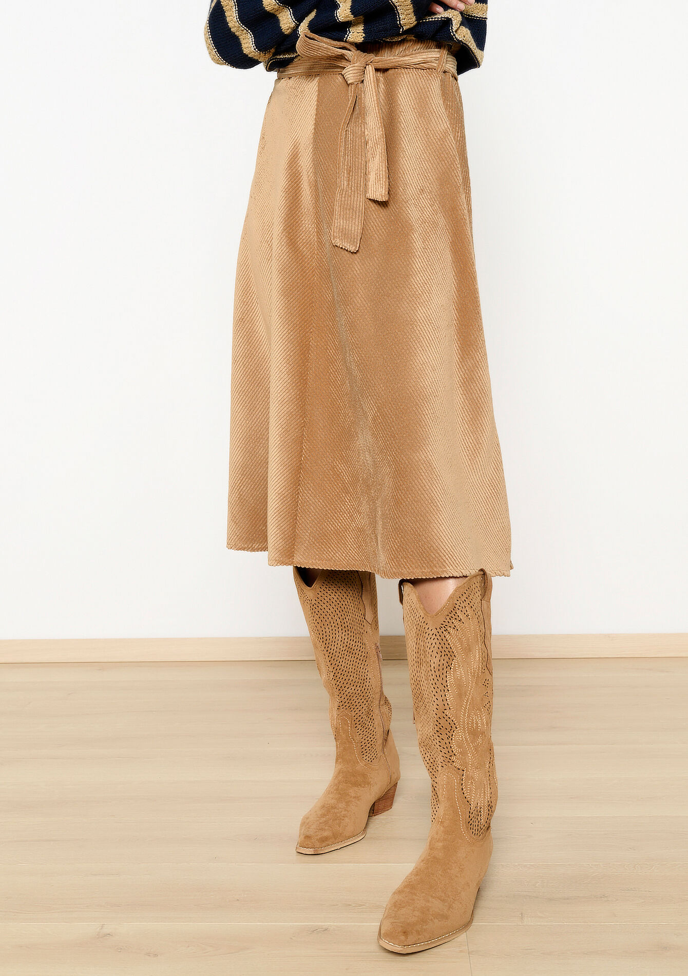 Fluwelen midirok - CAMEL CINNAMON - 1118977