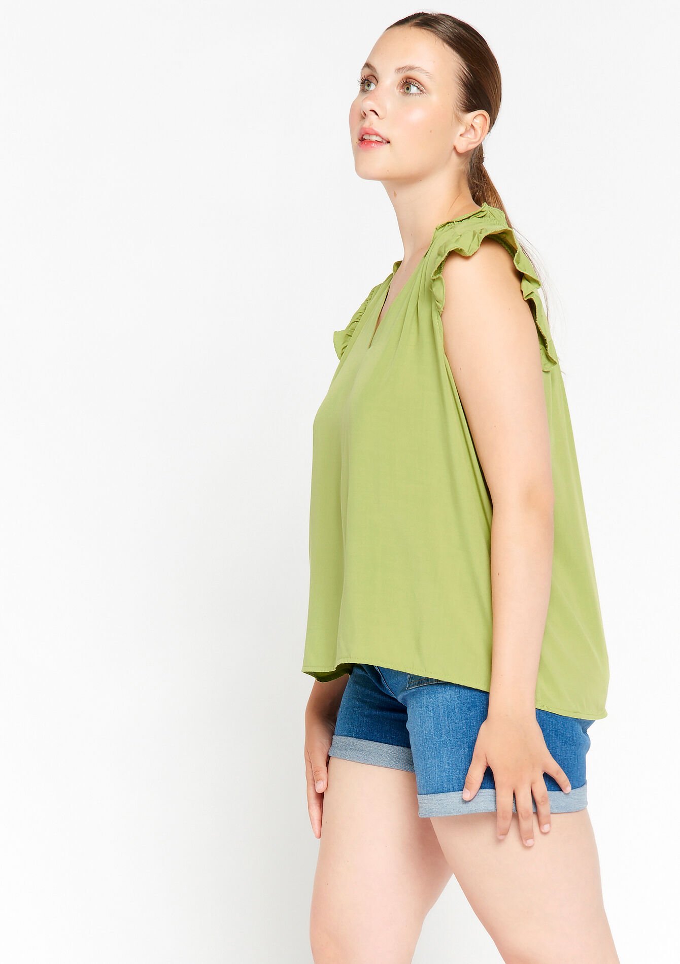 Blouse met ruches - KHAKI FADED - 05702251_4326