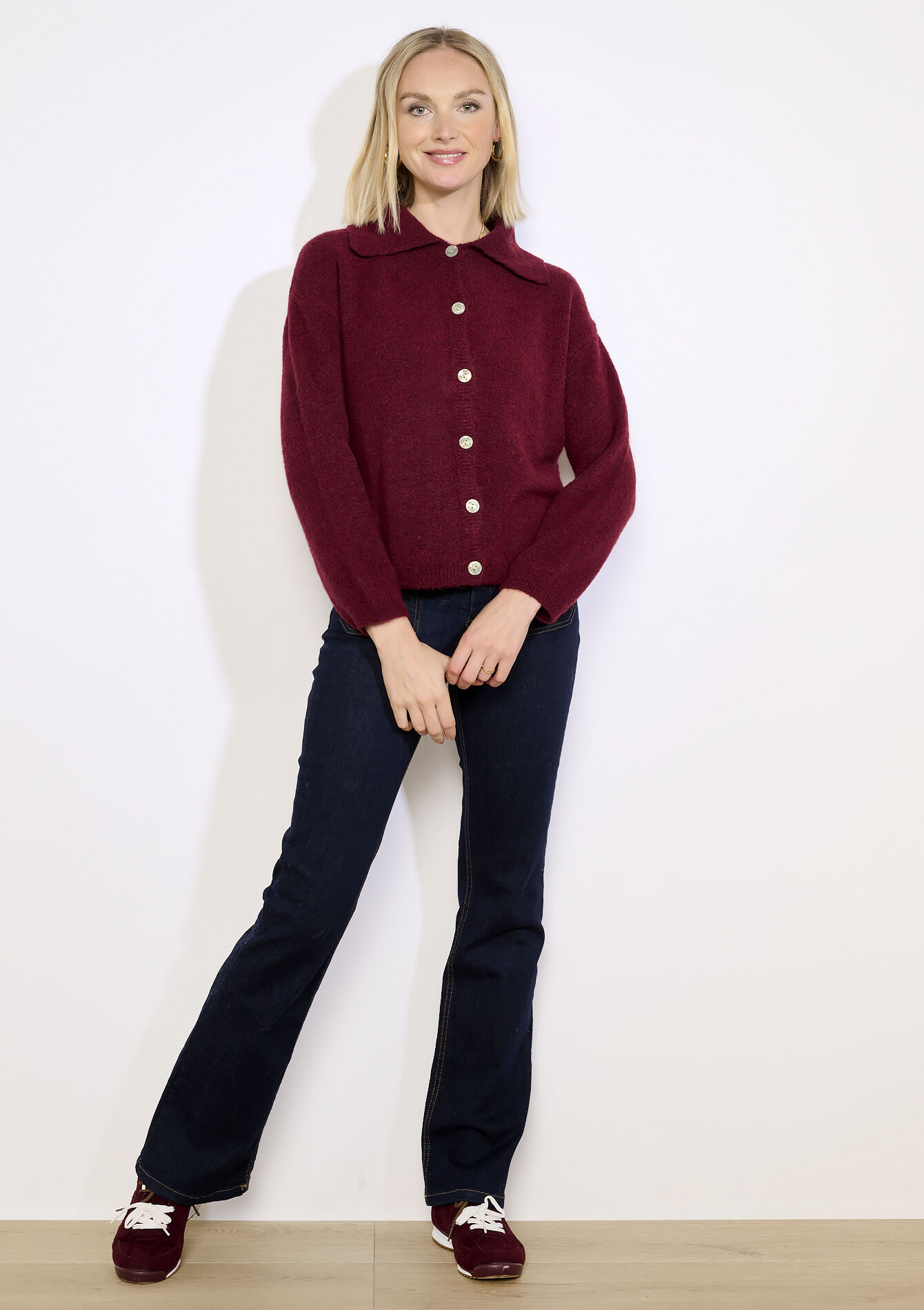 Gebreid vest met polokraag, Gebreid vest met polokraag - BORDEAU WINE - 04101403_1467