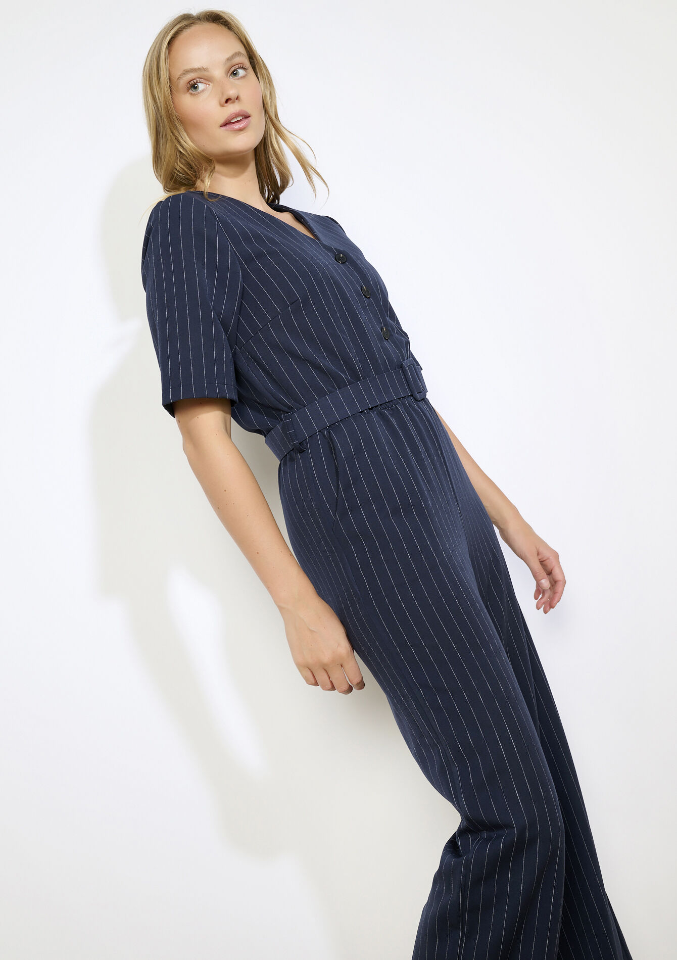 Combinaison ceinturée rayée - NAVY BASIC - 06004659_2723
