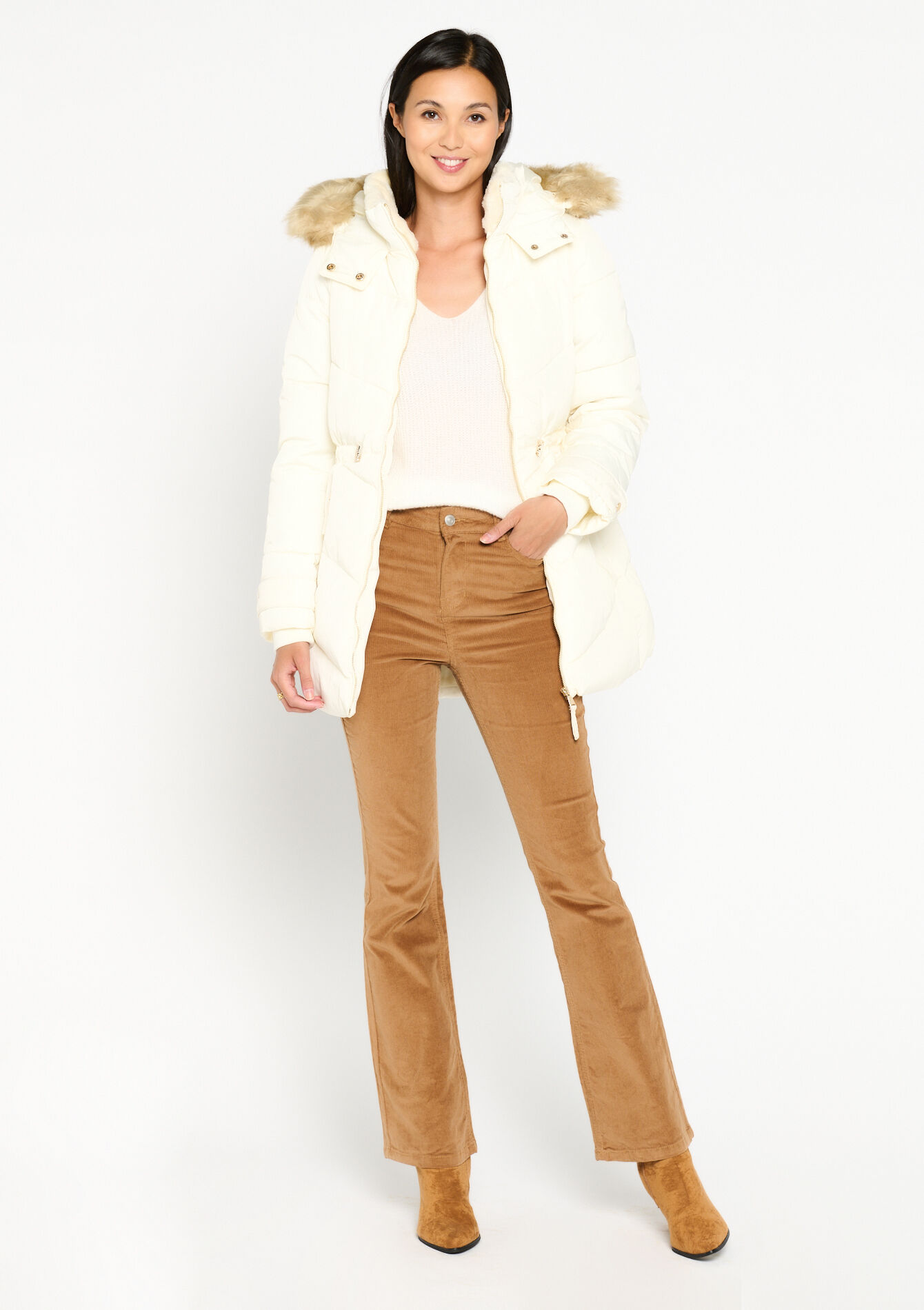 Quilted jacket with hood, Quilted jacket with hood - VANILLA WHITE - 23000588_1013