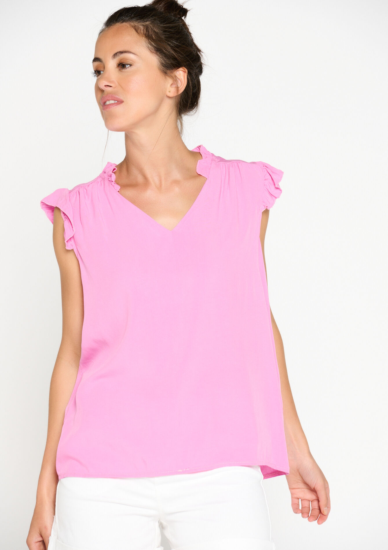 Blouse with ruffles, Blouse with ruffles - PINK BUBBLEGUM - 05702251_1477