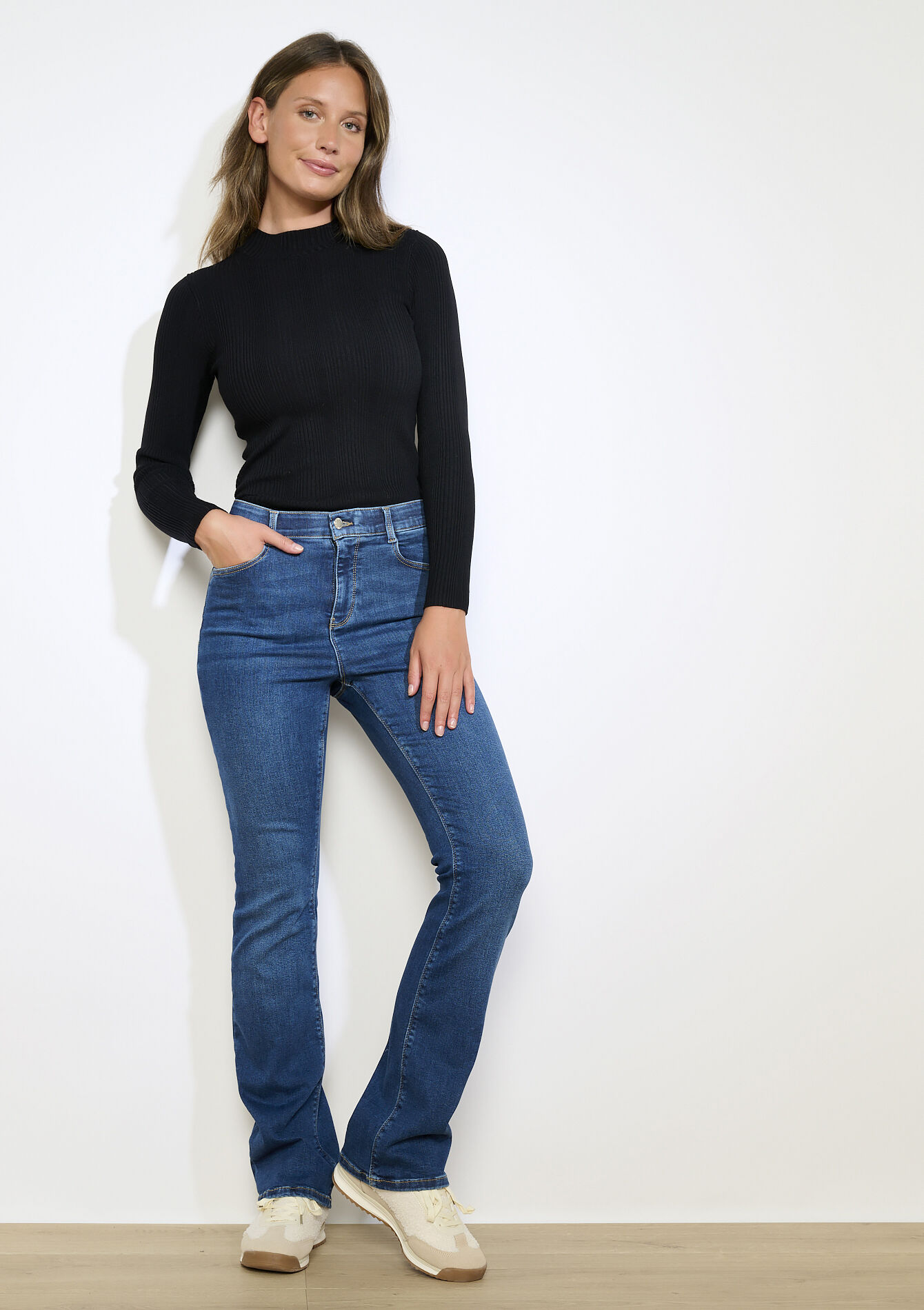 Jean bootcut taille haute multi-tailles, Jean bootcut taille haute multi-tailles - DARK BLUE - 22000616_0501