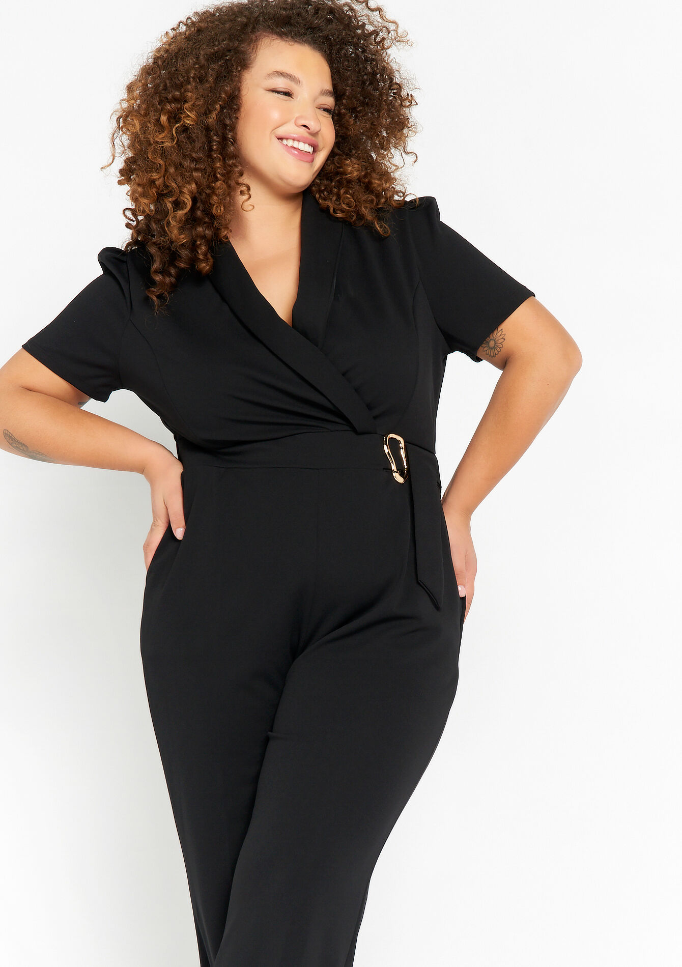 Jumpsuit with buckle - BLACK - 06004447_1119