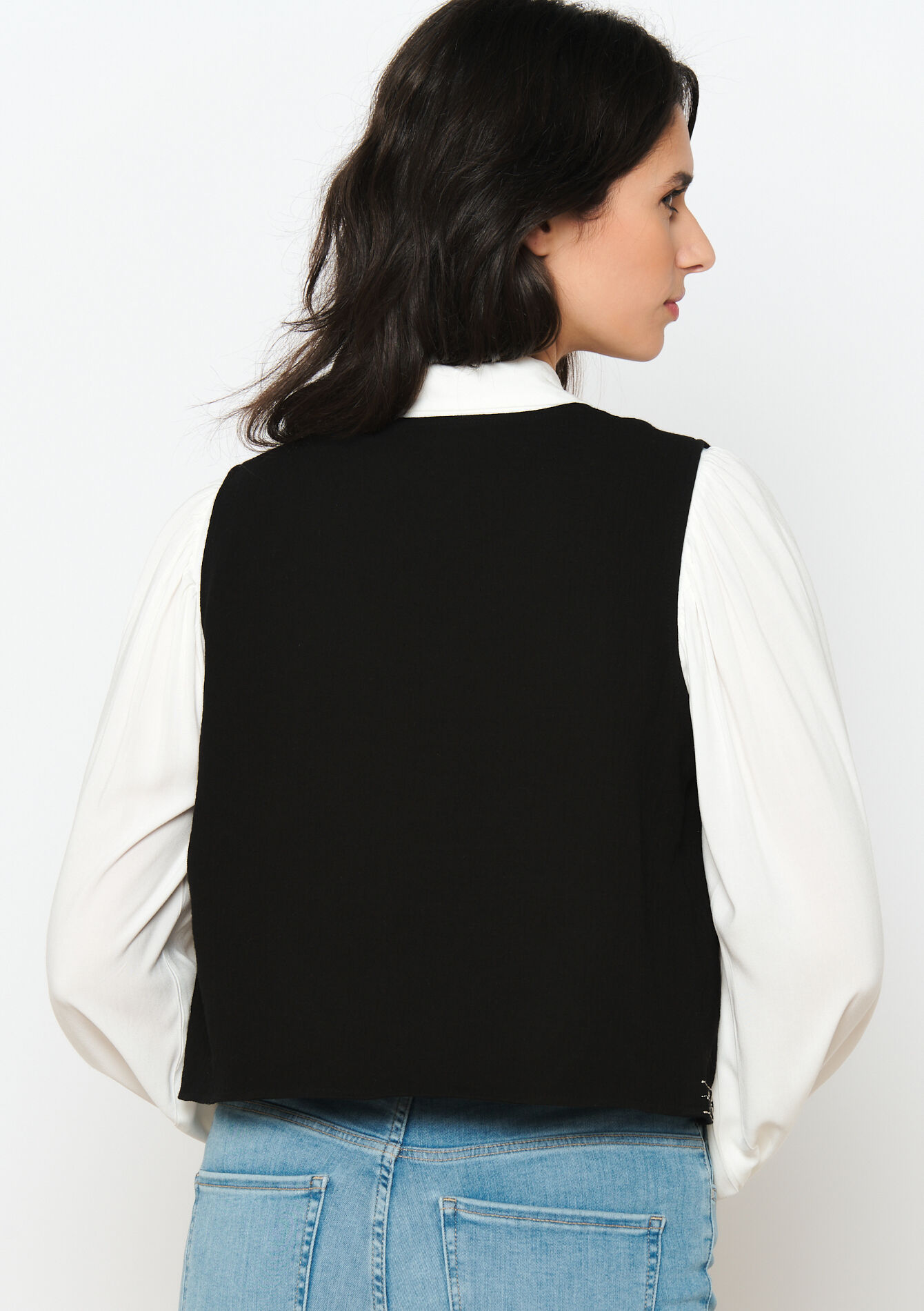 Mouwloos geborduurd jasje, Mouwloos geborduurd jasje - BLACK - 09100910_1119