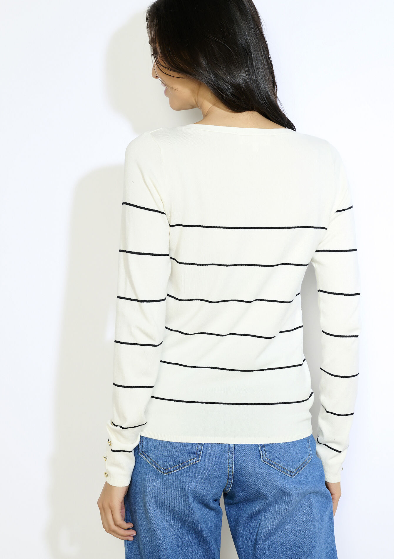 Striped long-sleeve knit - OFFWHITE - 04006873