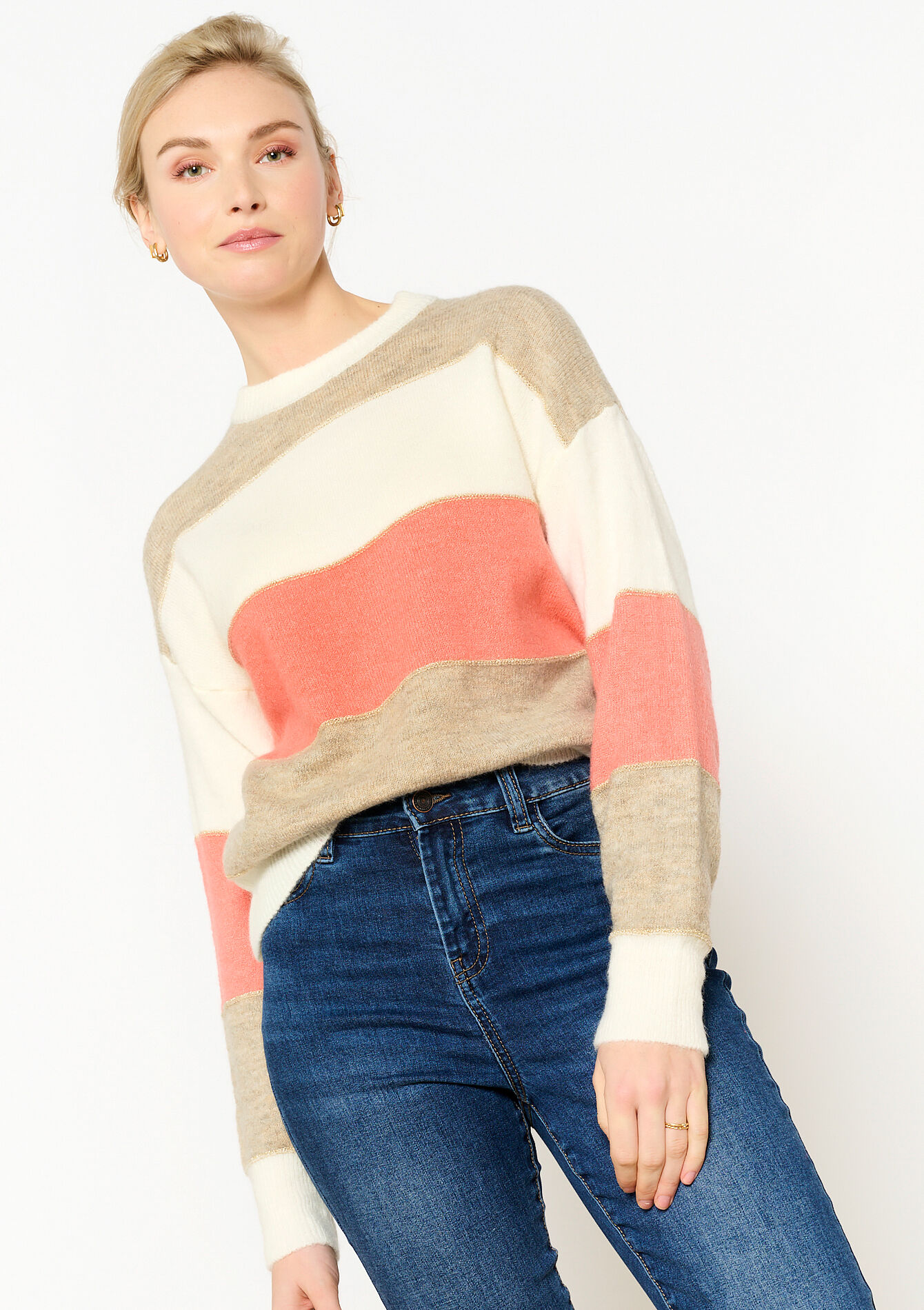 Pullover with colourlock, Pullover with colourlock - VANILLA WHITE - 04006445_1013