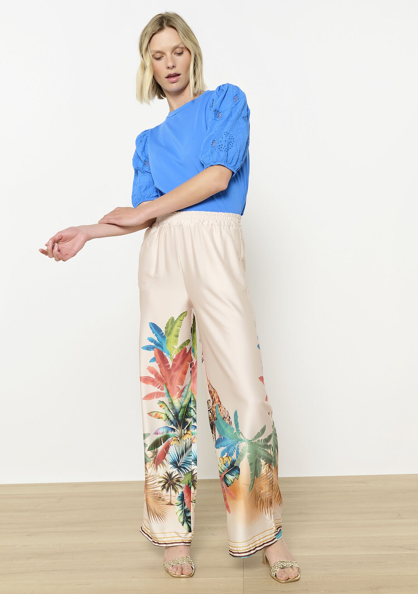 Pantalon fluide imprimé botanique - VANILLA WHITE - 06601006_1013