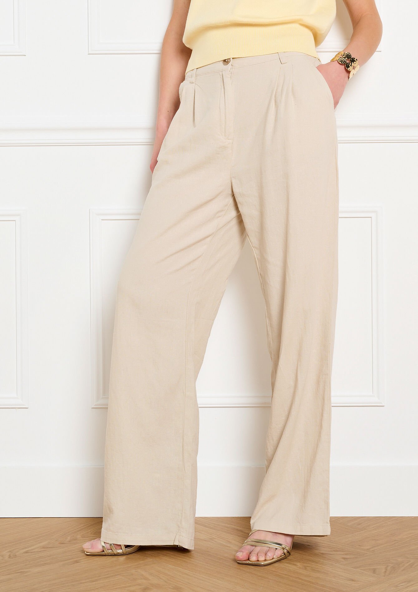 Soepele wijde broek, Soepele wijde broek - LT BEIGE - 06100753_2527