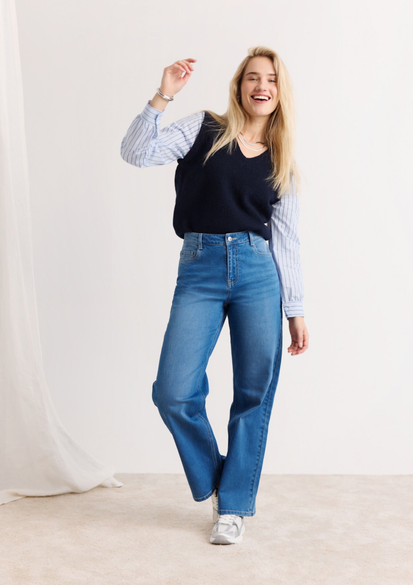 7/8 jeans met hoge taille - MEDIUM BLUE - 22000630_0500