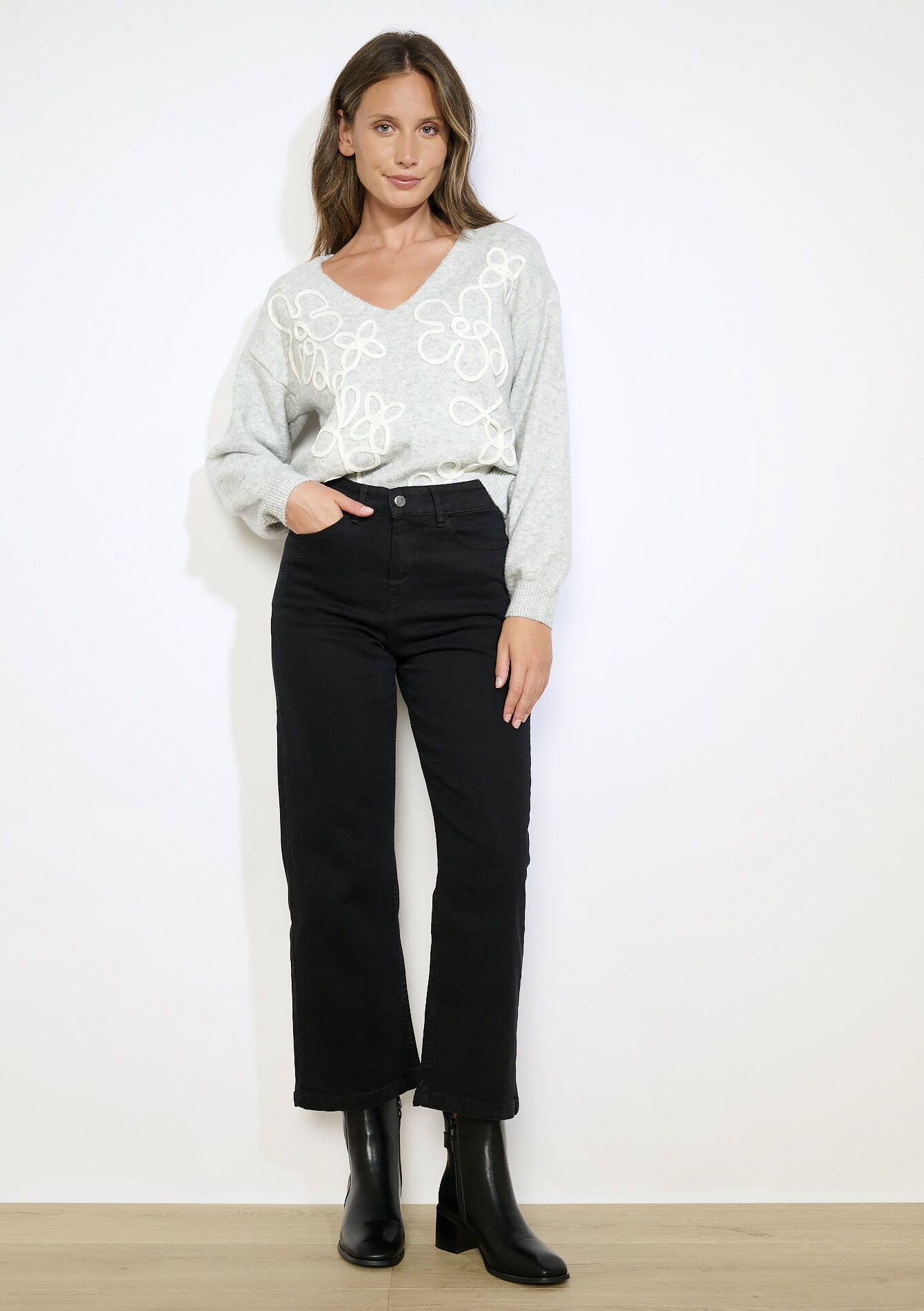 High waist wide jeans - BLACK - 22000624_1119