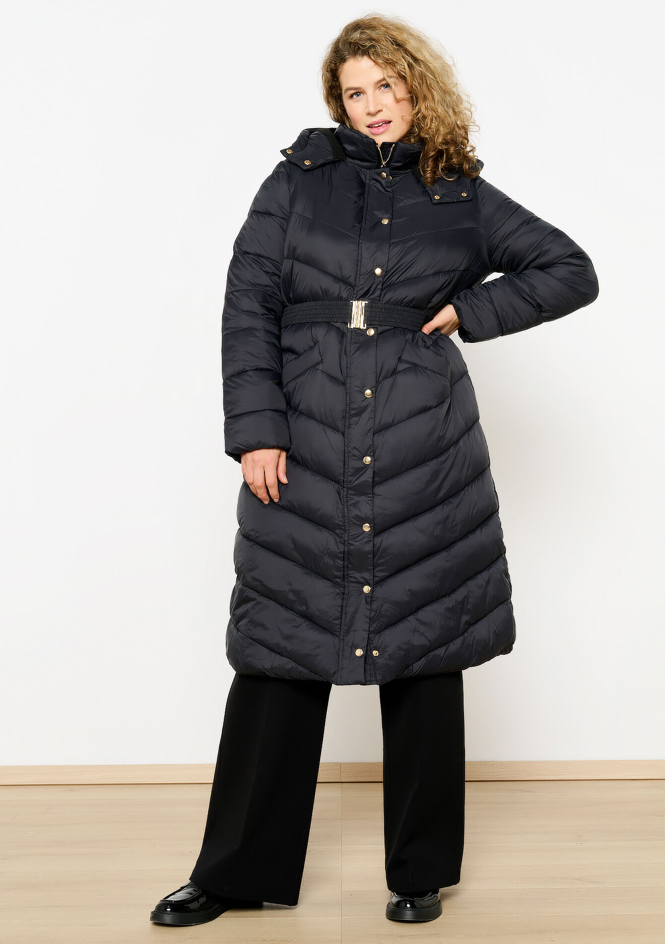 Lange gewatteerde jas, Lange gewatteerde jas - BLACK - 23000687_1119