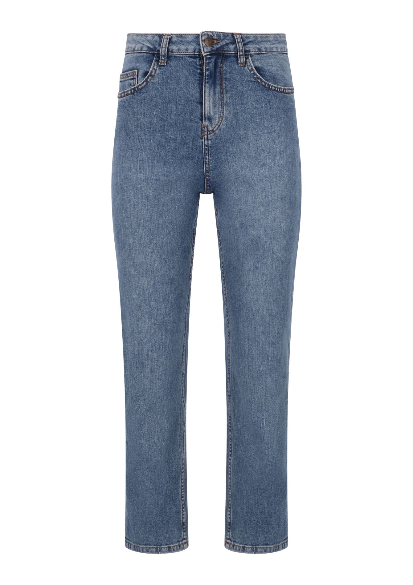 Rechte jeans met hoge taille, Rechte jeans met hoge taille - MEDIUM BLUE - 22000469_0500