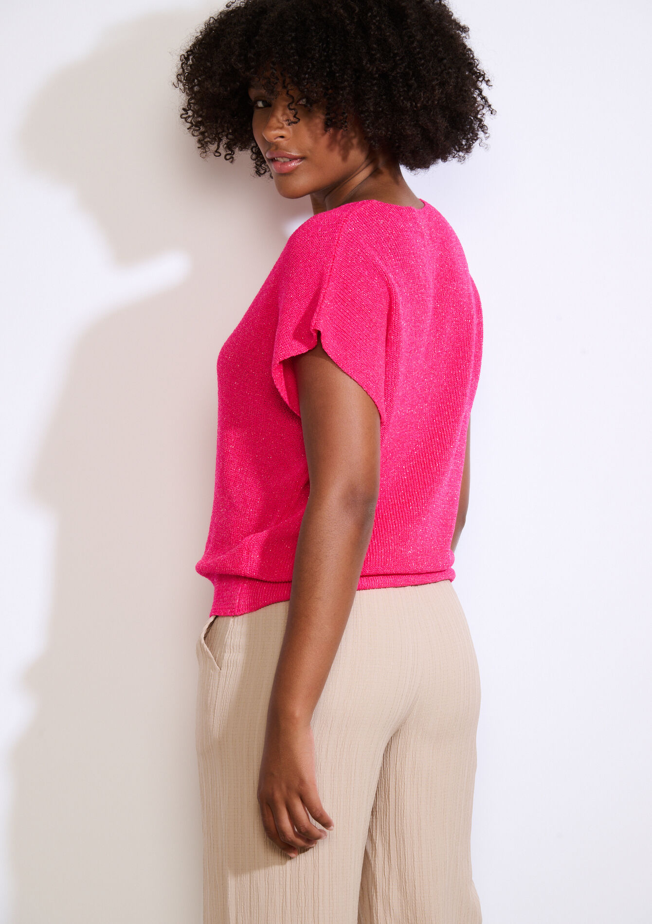 Mouwloze top in fijne knit - FUCHSIA - 04006992_5626
