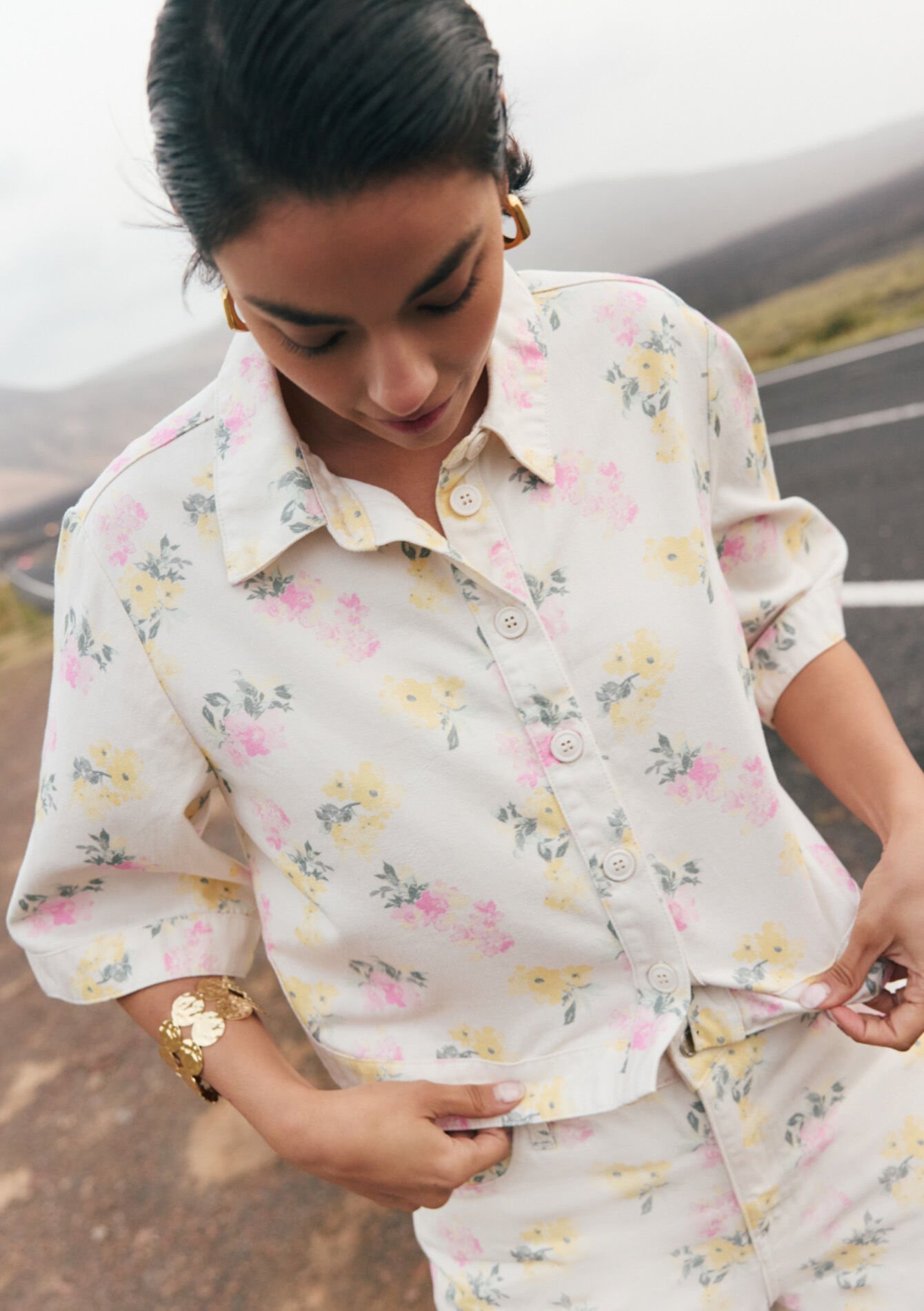 Printed cropped shirt - OFFWHITE - 05703037_1001