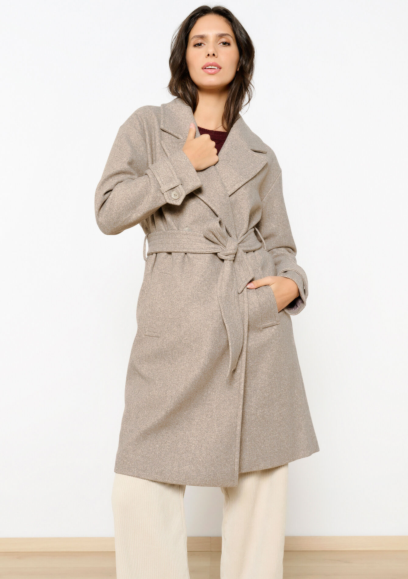 Halflange jas met riem, Halflange jas met riem - TAUPE - 23000678_1021