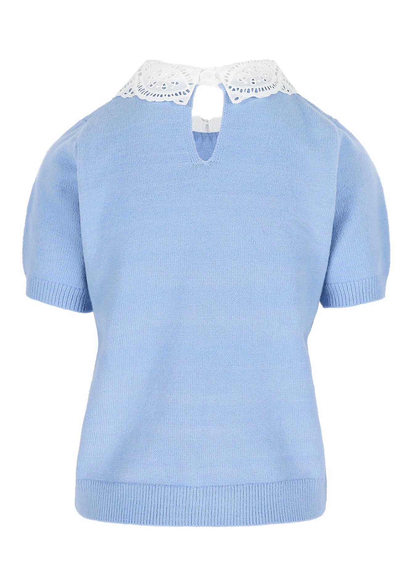 Pull col dentelle, Pull col dentelle - LT BLUE - 04006977_2519
