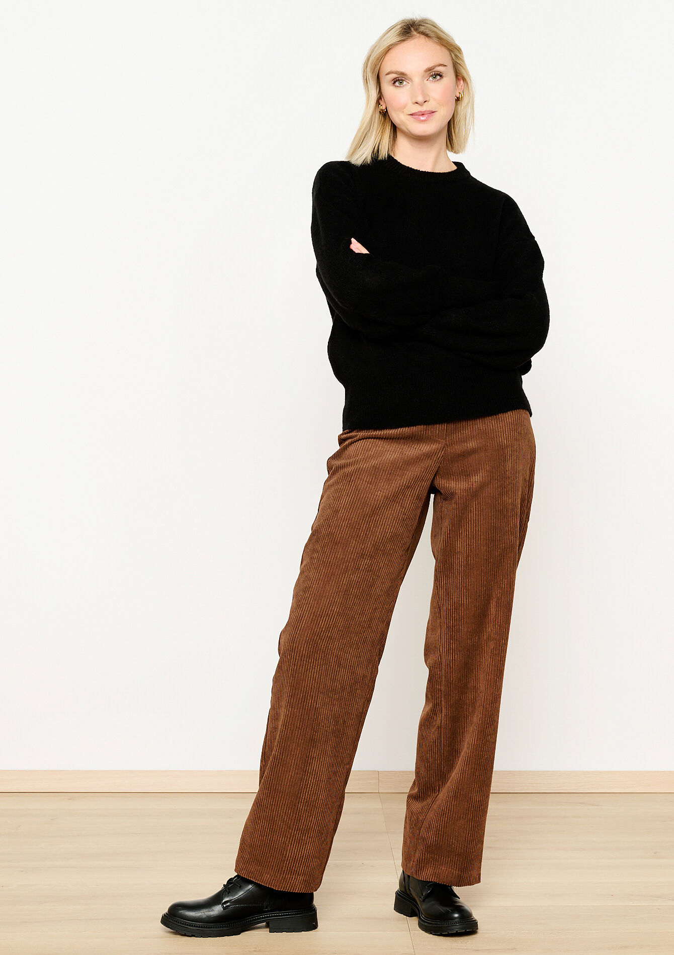 Pullover uni à col rond, Pullover uni à col rond - BLACK - 04006401_1119