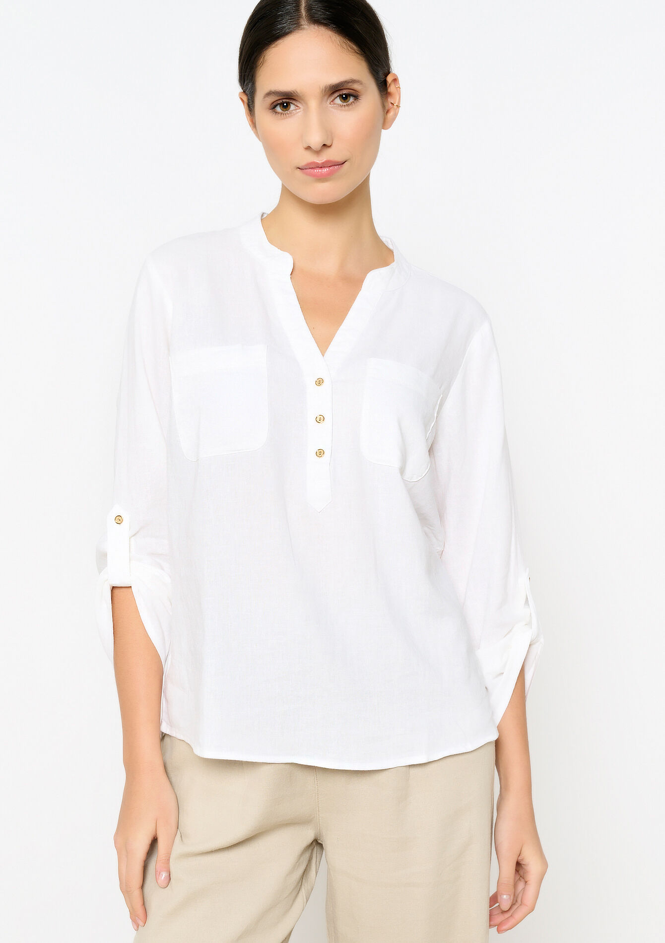 Effen linnen hemd - OPTICAL WHITE - 05702365_1019