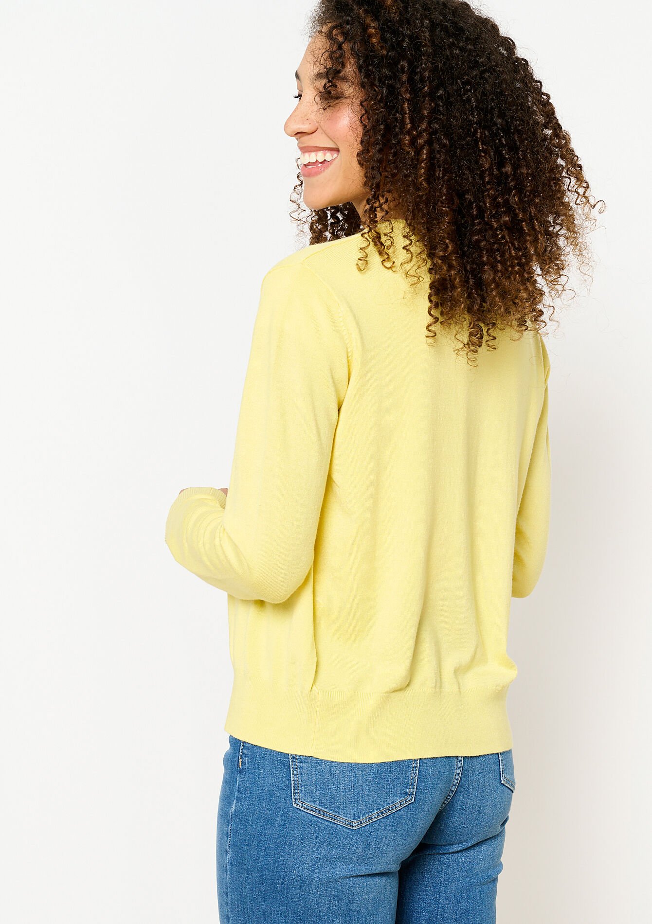 Cardigan met ronde hals - YELLOW PASTEL - 04101232_5004