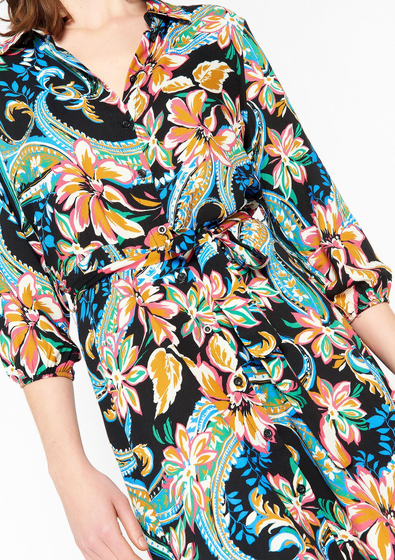 Hemdjurk met paisley en bloemen - MULTICOLOR - 08103147_1000