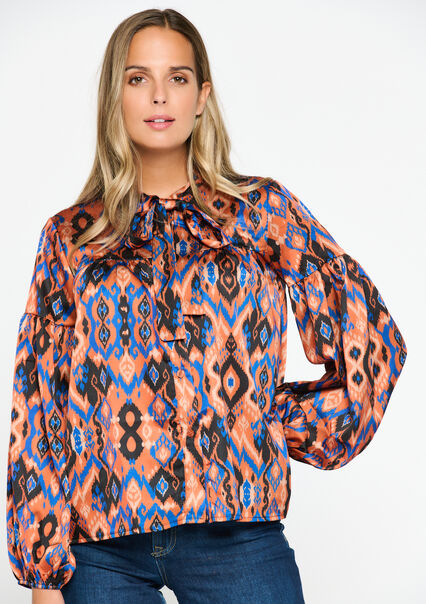 Satin blouse with ethnic print - RED PAPRIKA - 05702081_1293