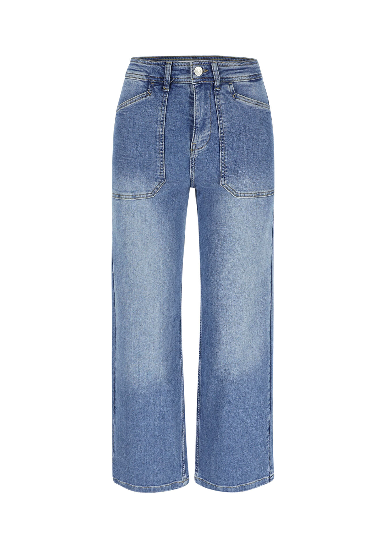 Jean évasé taille haute, Jean évasé taille haute - MEDIUM BLUE - 22000581_0500