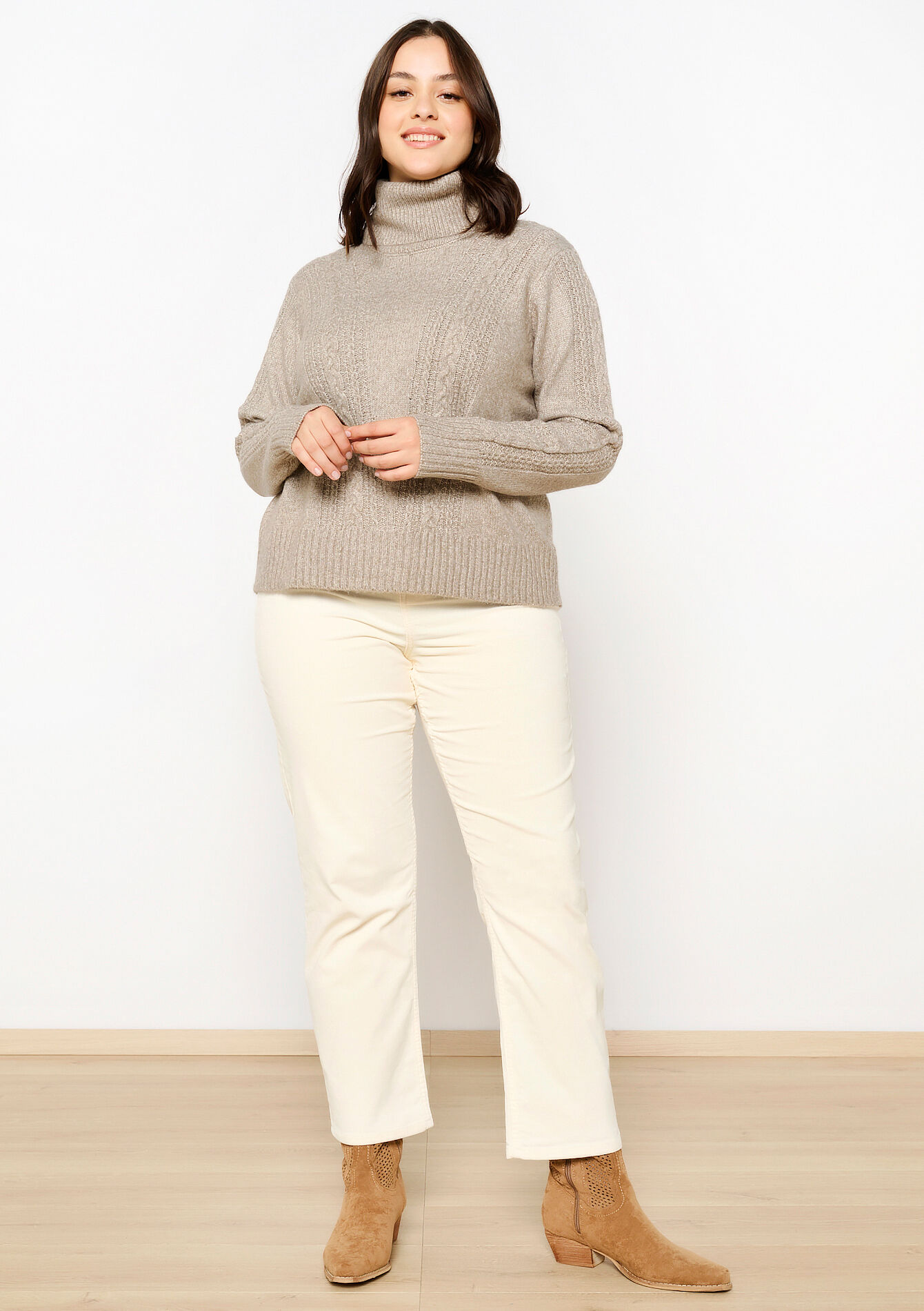 Kabelgebreide coltrui, Kabelgebreide coltrui - TAUPE - 04101158_1021