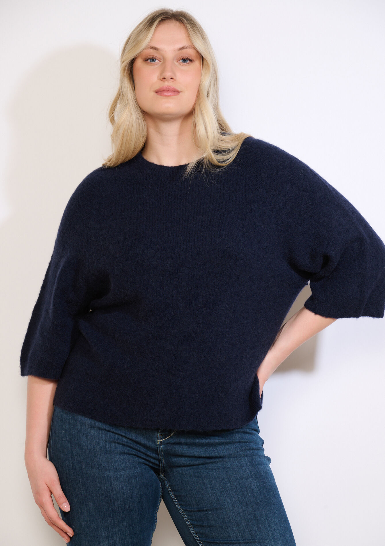 Zachte trui met 3/4-mouw - NAVY BASIC - 04007207_2723