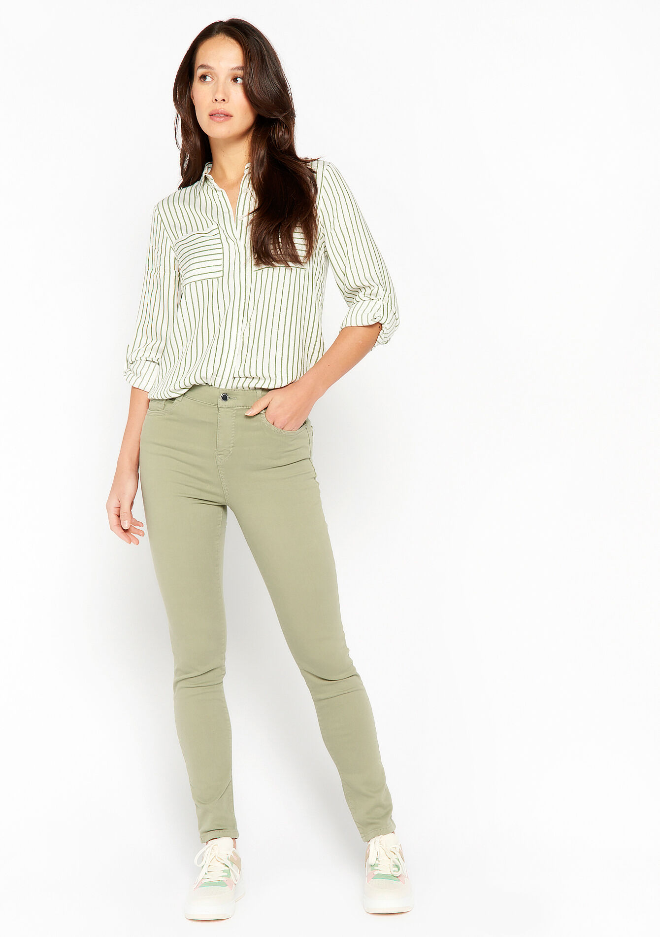 Striped shirt with lurex, Striped shirt with lurex - KHAKI FADED - 05702101_4326